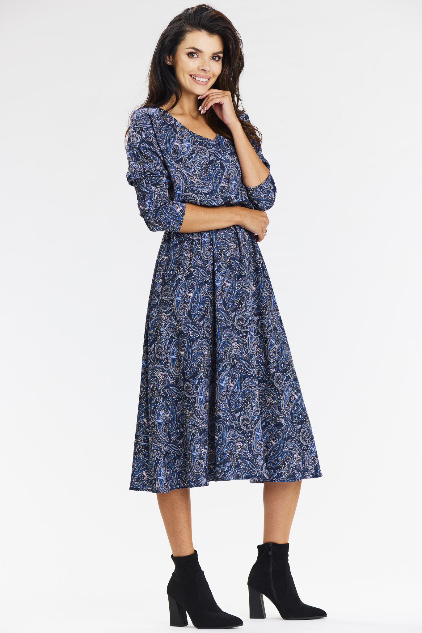 Awama Woman's Dress A666 Navy Blue