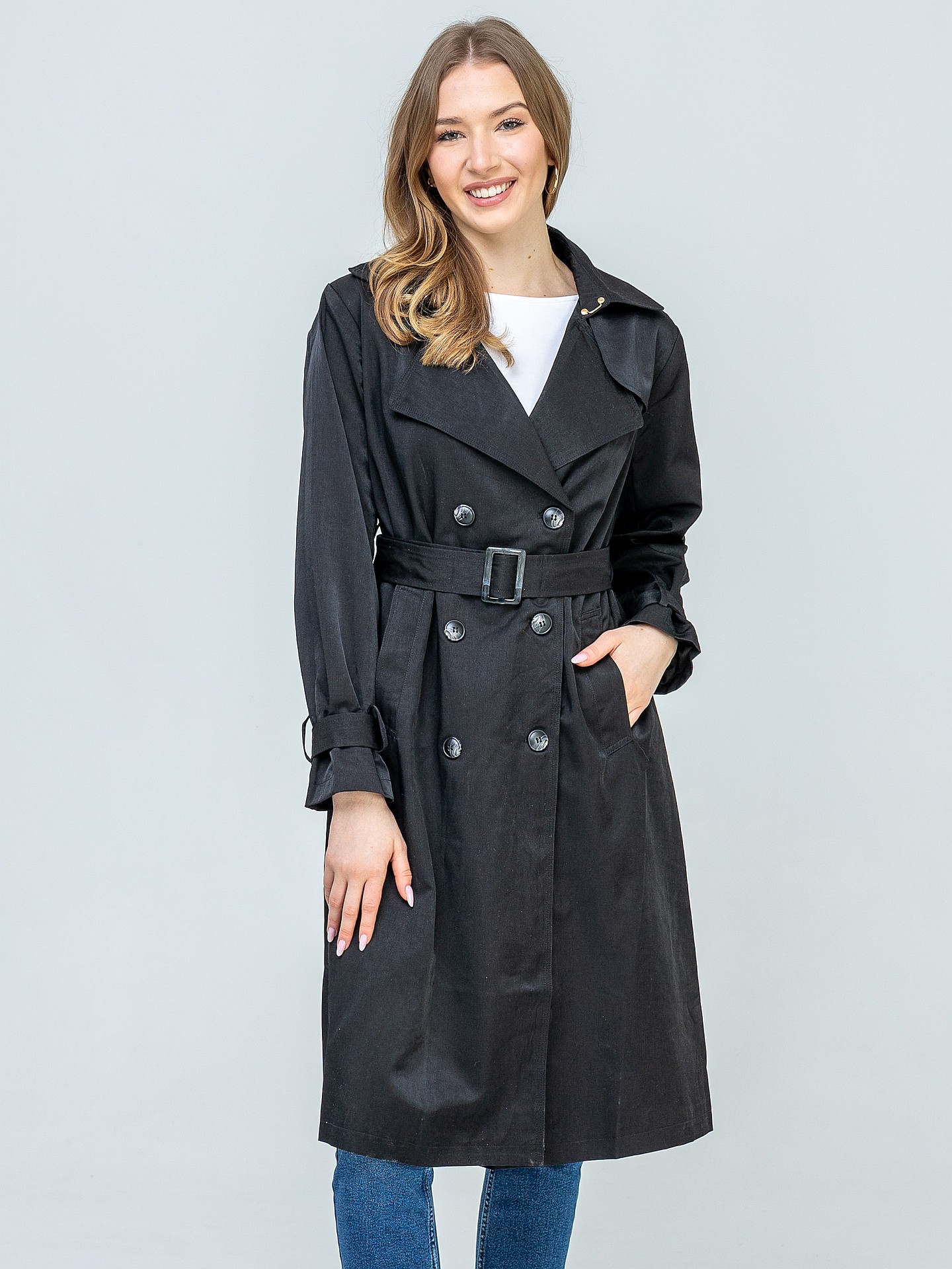 PERSO Woman's Tasteful double-breasted women's trench coat