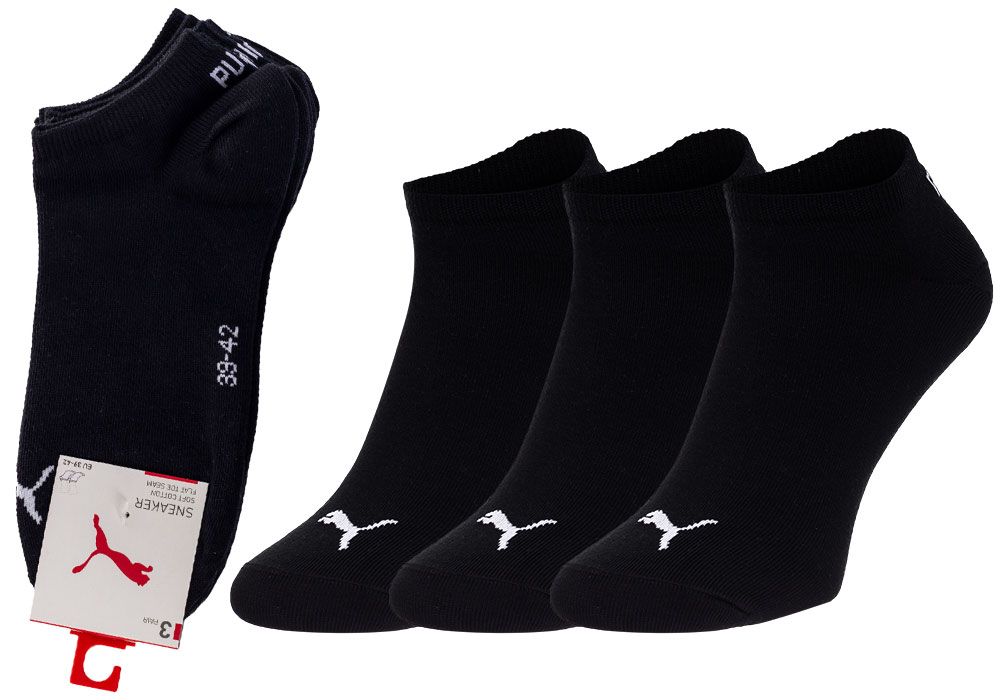 Levně Sada tří párů ponožek v černé barvě Puma - Pánské