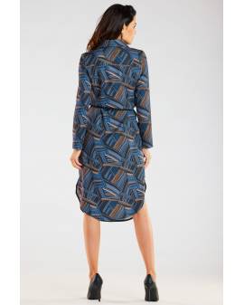 Rochie pentru femeie Awama A465 bleumarin/maro