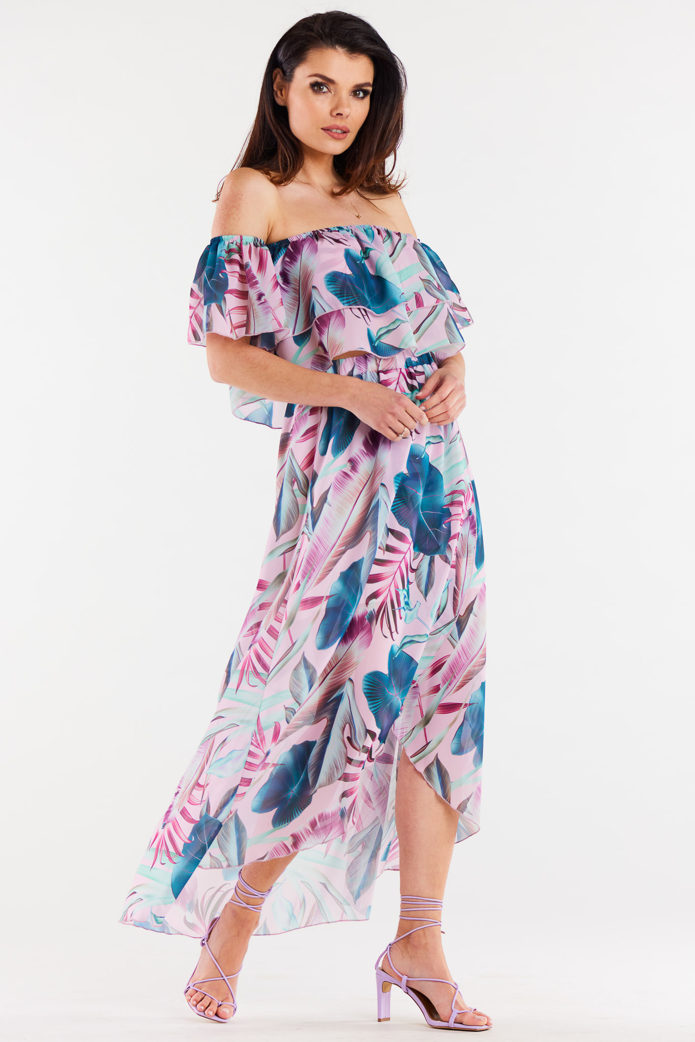 Awama Woman&#039;s Skirt A512 Pink/Flowers