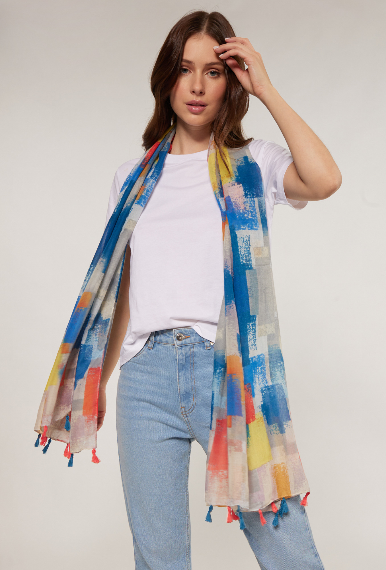 MONNARI Woman's Scarves & Shawls Colorful Scarf With Fringe Multicolor