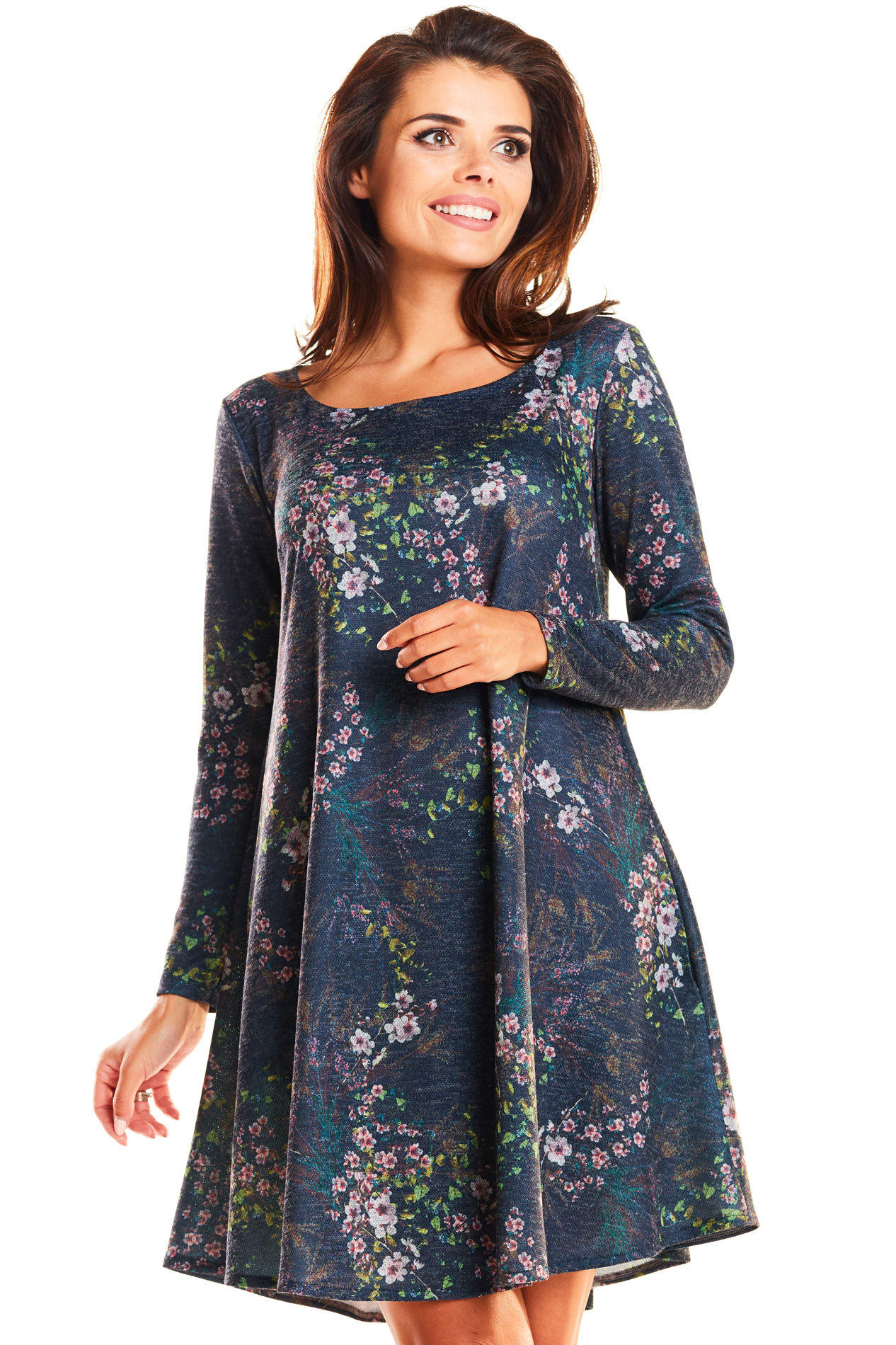 Awama Woman's Dress A246 Navy Blue