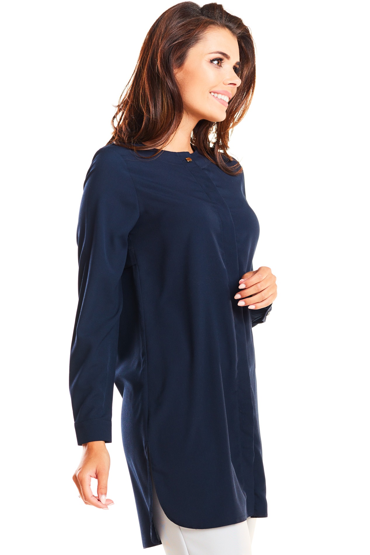 Awama Woman's Shirt A236 Navy Blue