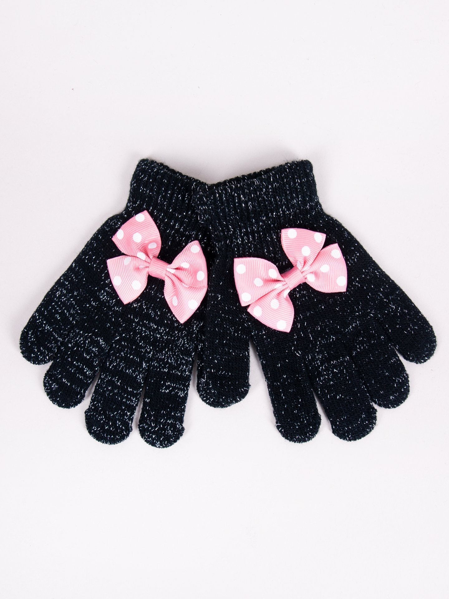 Levně Yoclub Kids's Girls' Five-Finger Gloves With Bow RED-0070G-AA50-009