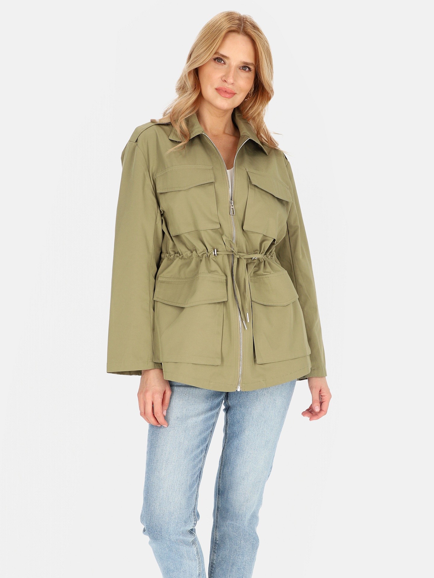 Дамско преходно яке с връзка за стягане на талията