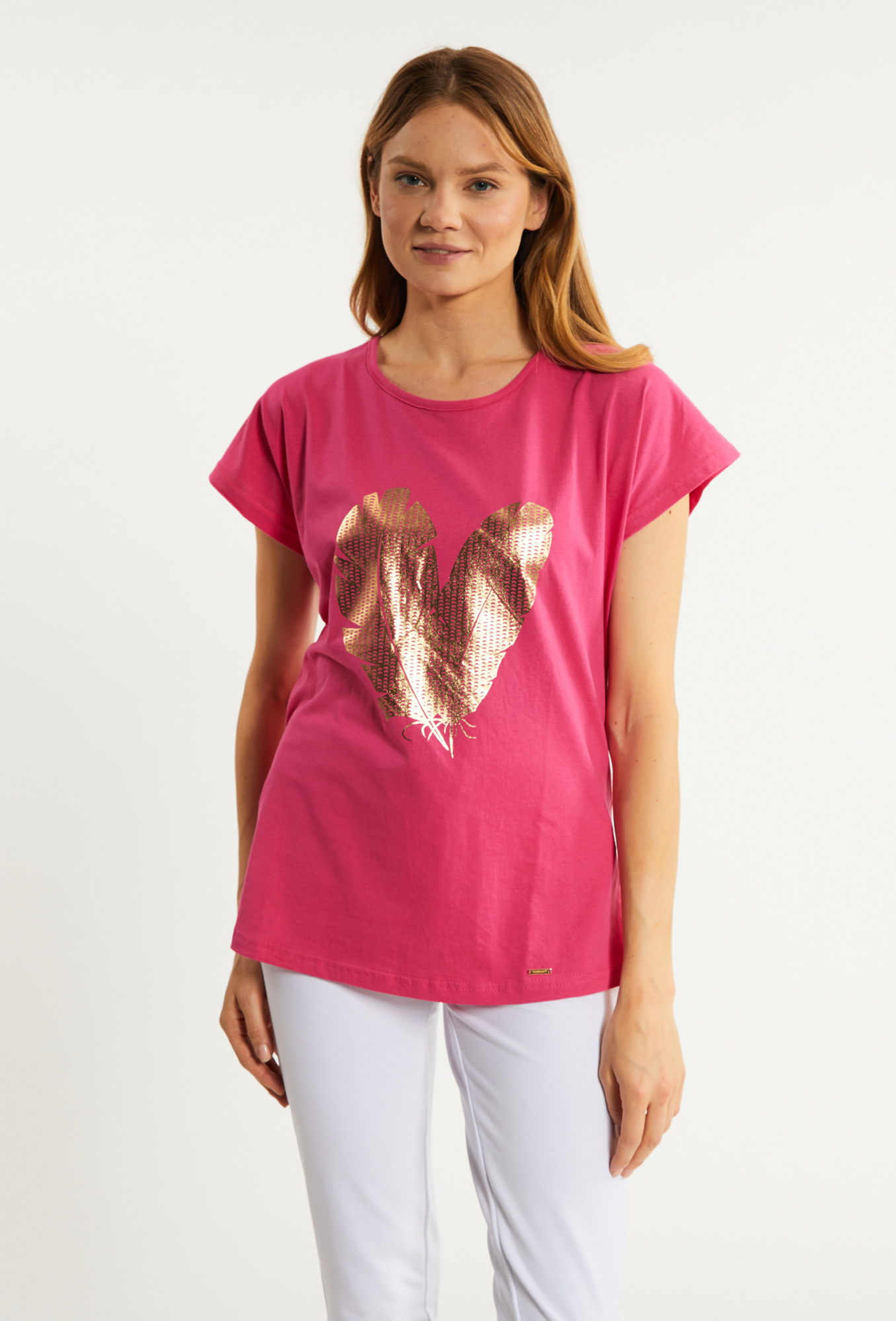 Levně MONNARI Woman's T-Shirts Women's Cotton T-Shirt With An Interesting Pattern