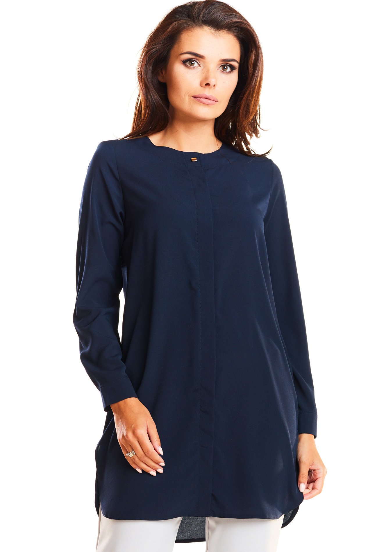 Awama Woman's Shirt A236 Navy Blue