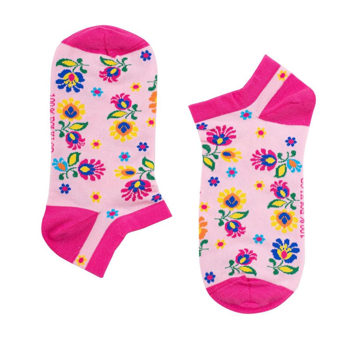 Levně Folkstar Woman's Socks Short Pink/Flowers