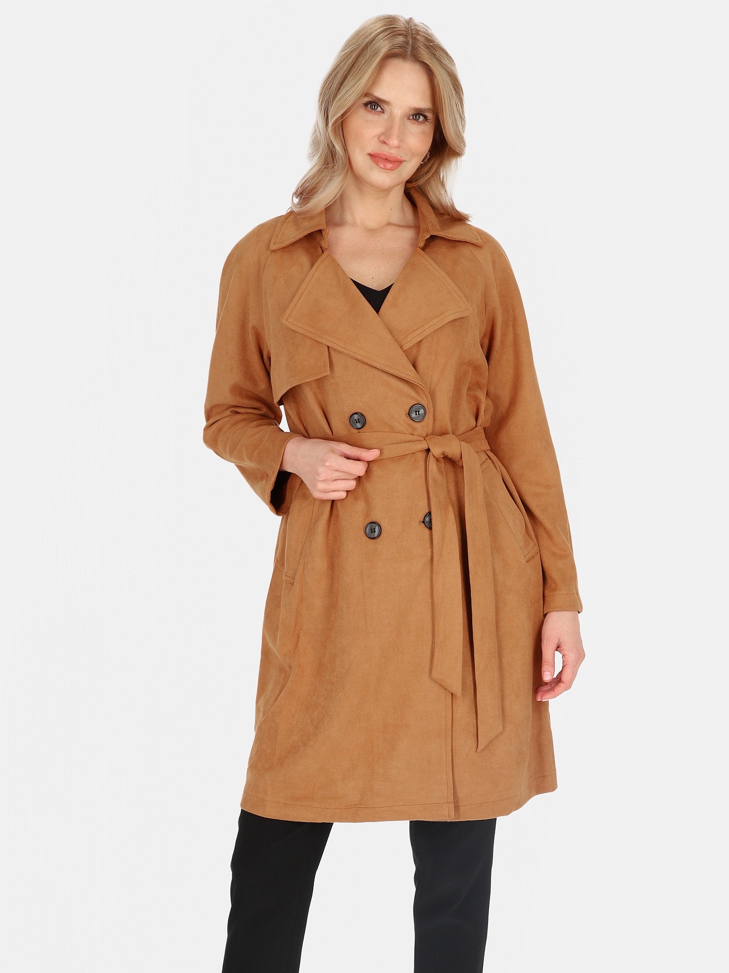 PERSO Дамски тренчкот от изкуствен велур