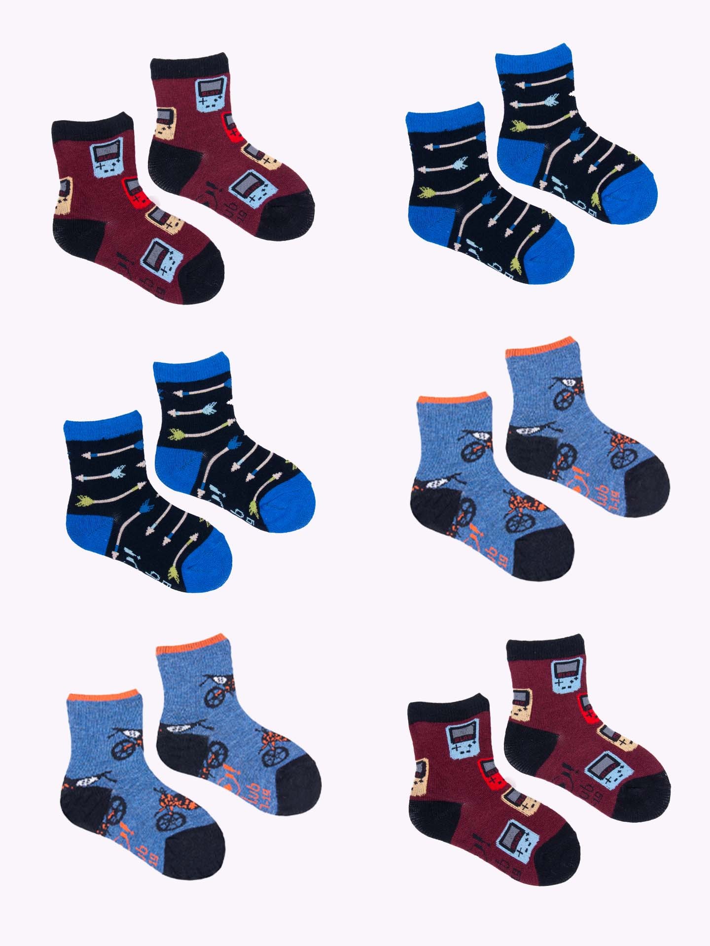 Levně Yoclub Kids's Boys' Cotton Socks Patterns Colours 6-pack SKA-0117C-AA00-001