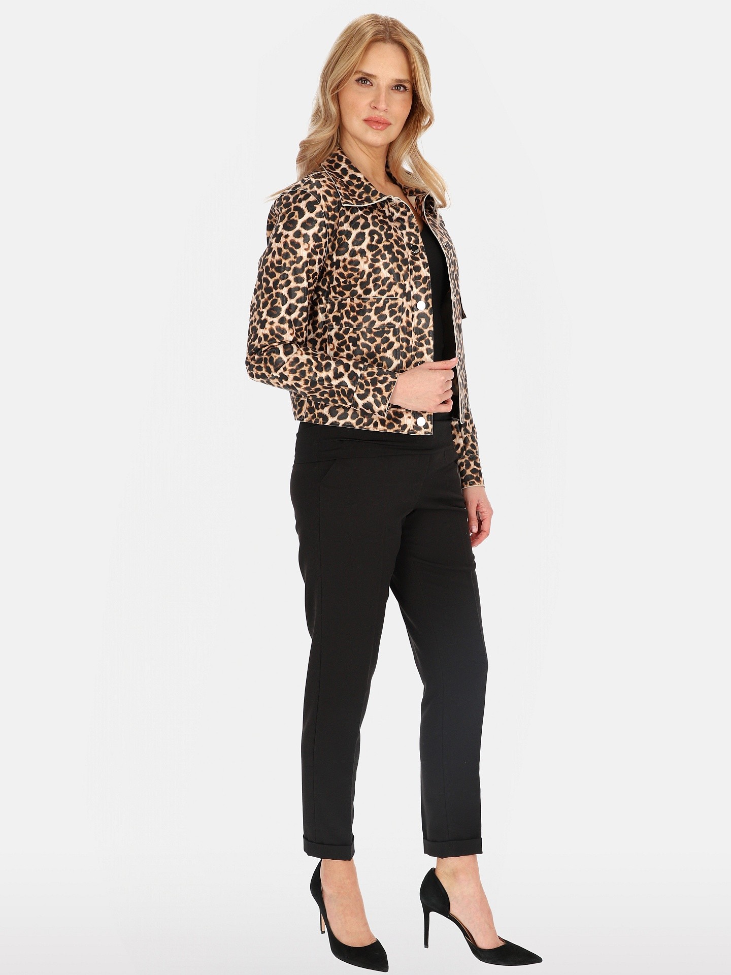 Dámska krátka leopardia bunda