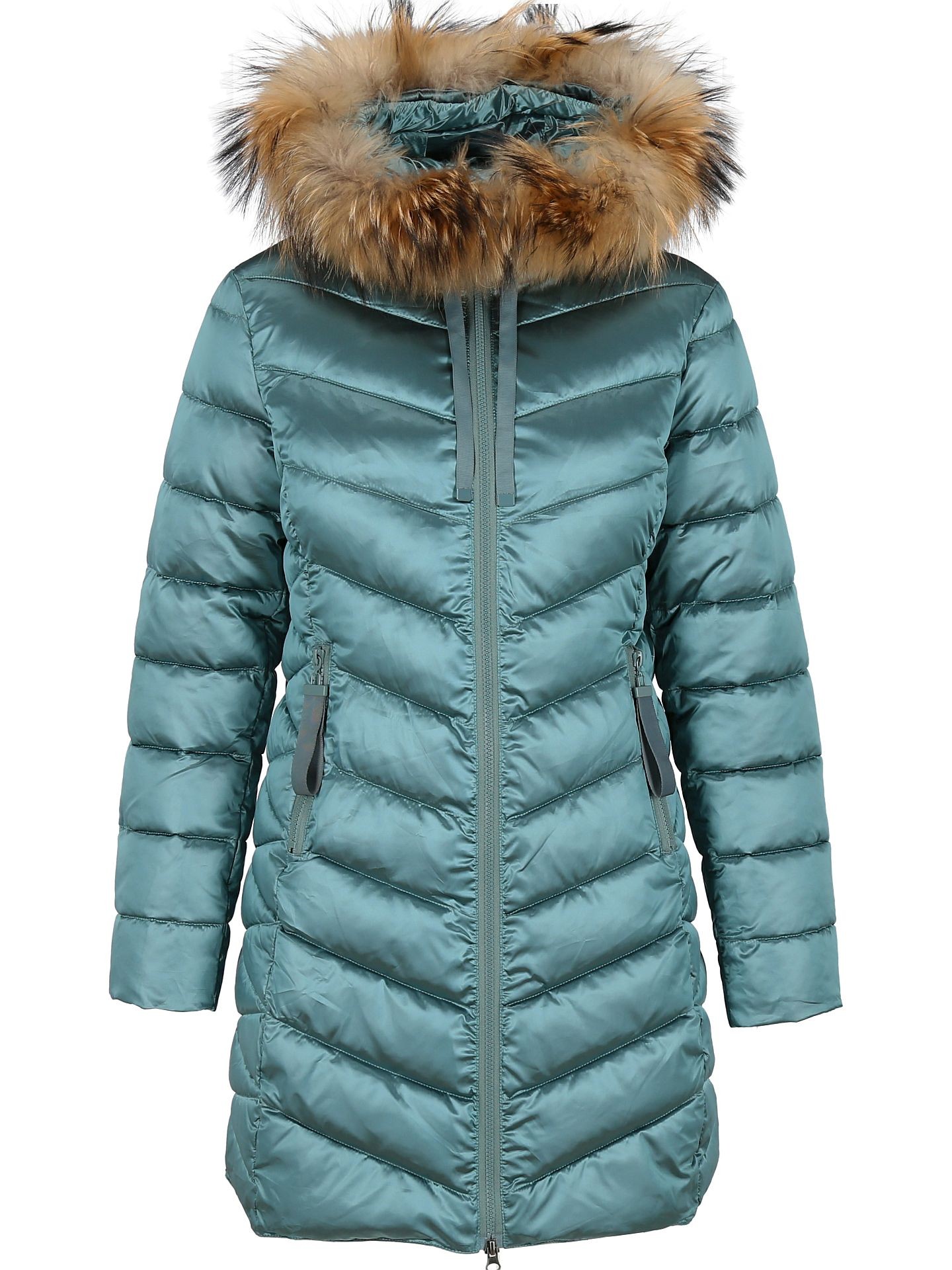 PERSO Woman's Women's winter jacket with natural fur on the hood,casual style