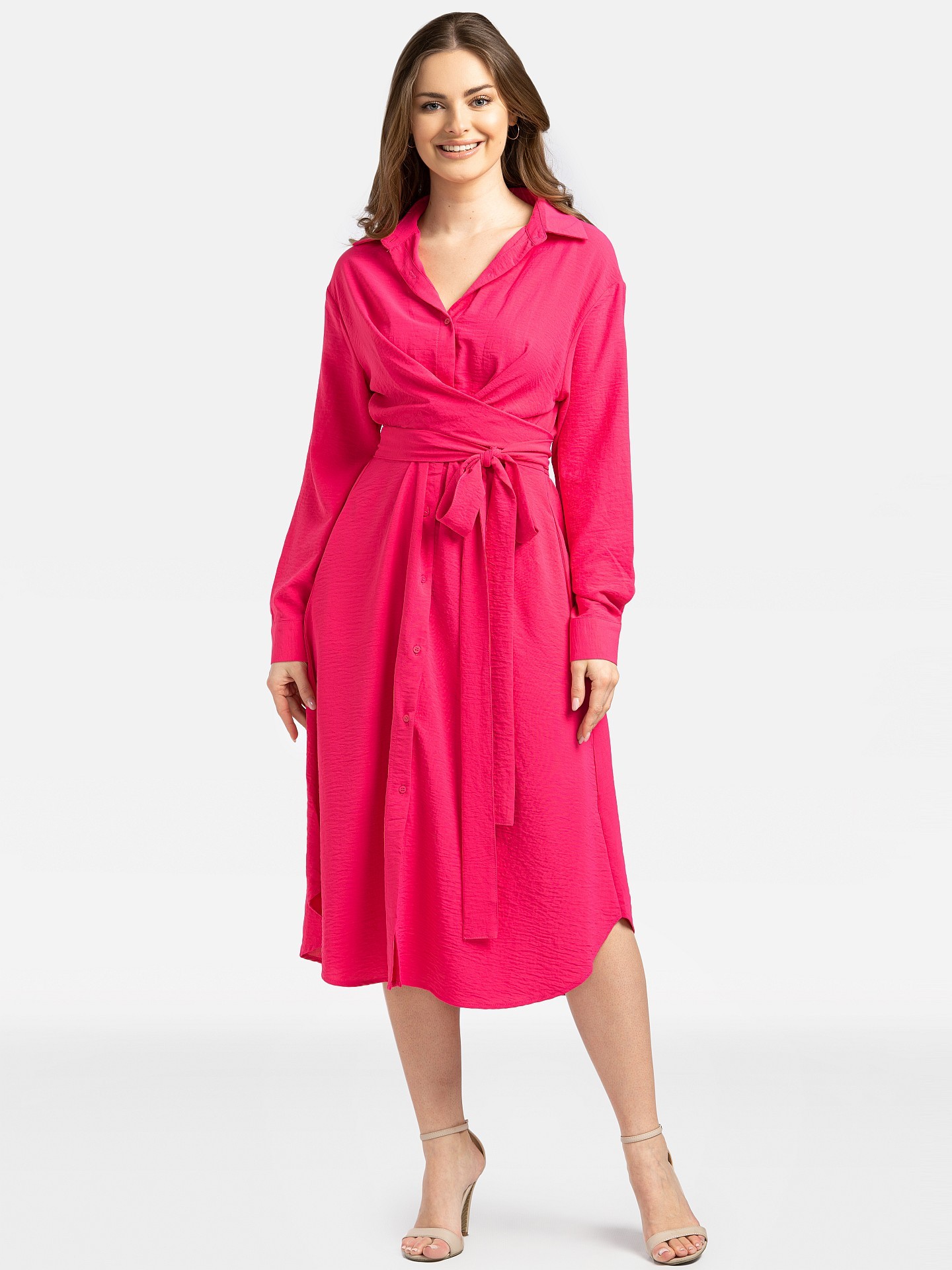 Дамска рокля-риза с предна връзка