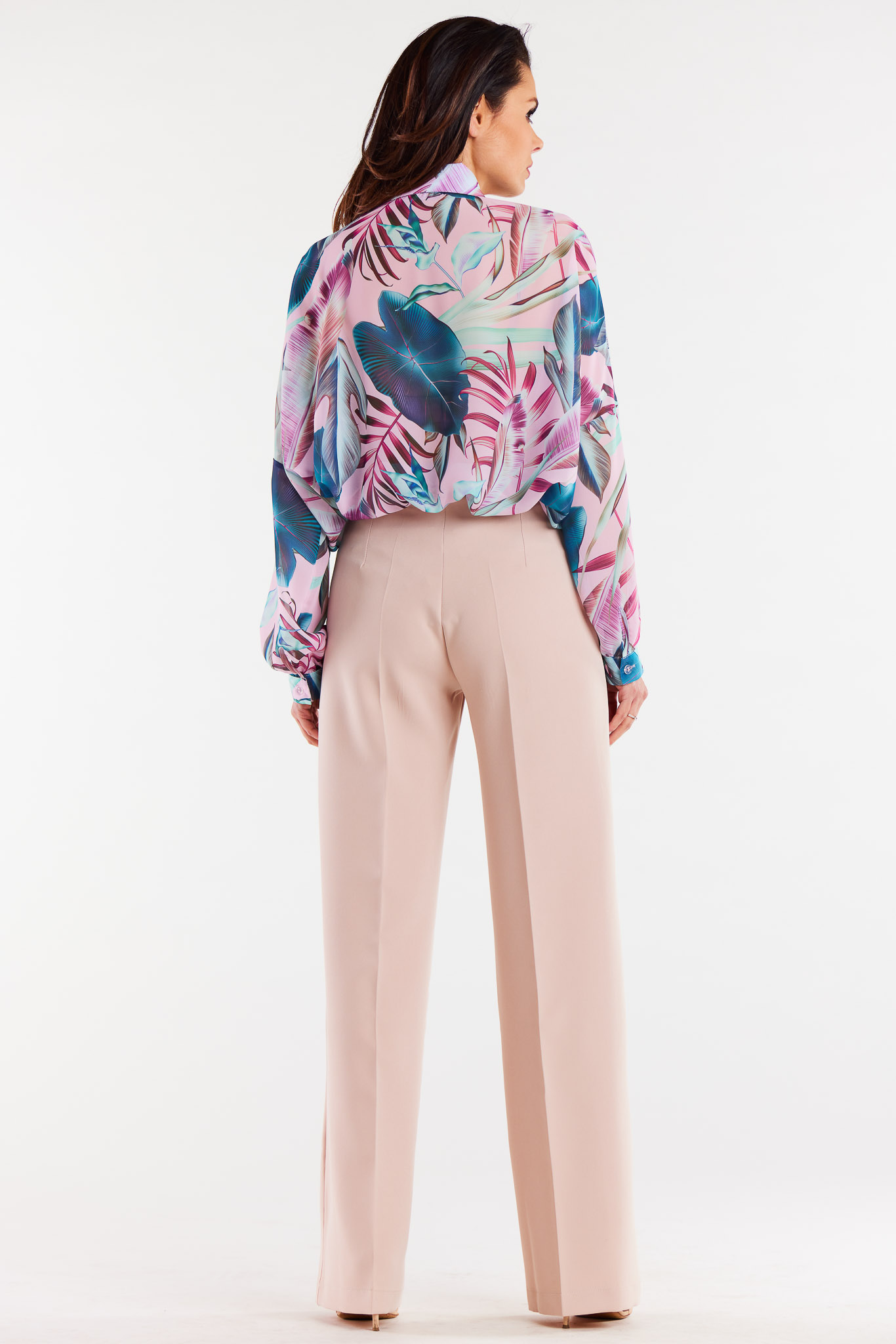 Awama Woman's Shirt A513 Pink/Flowers