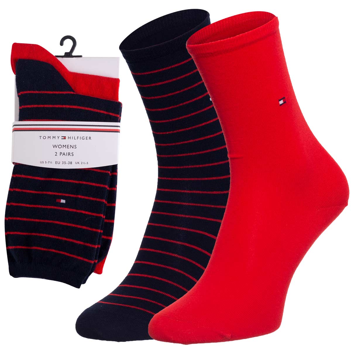 Levně Tommy Hilfiger Woman's 2Pack Socks 100001494007 Navy Blue/Red