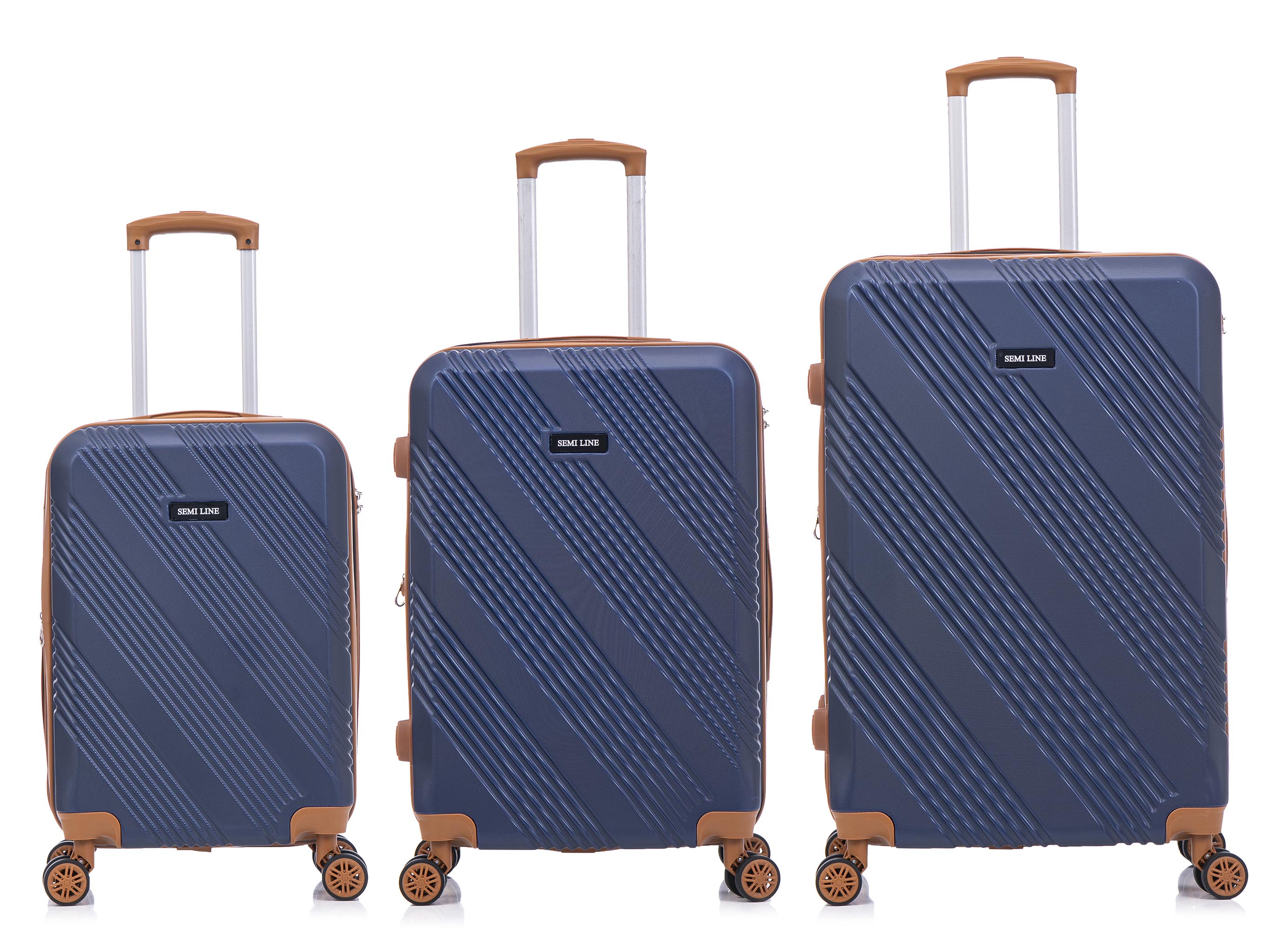 Semiline Unisex's 3-in-1 ABS Suitcases Set T5848-0 Navy Blue