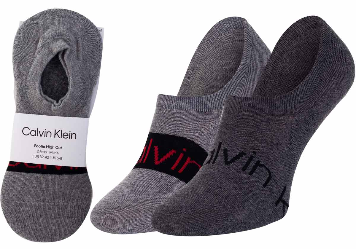Levně Sada dvou párů šedých pánských ponožek Calvin Klein Underwear - Pánské