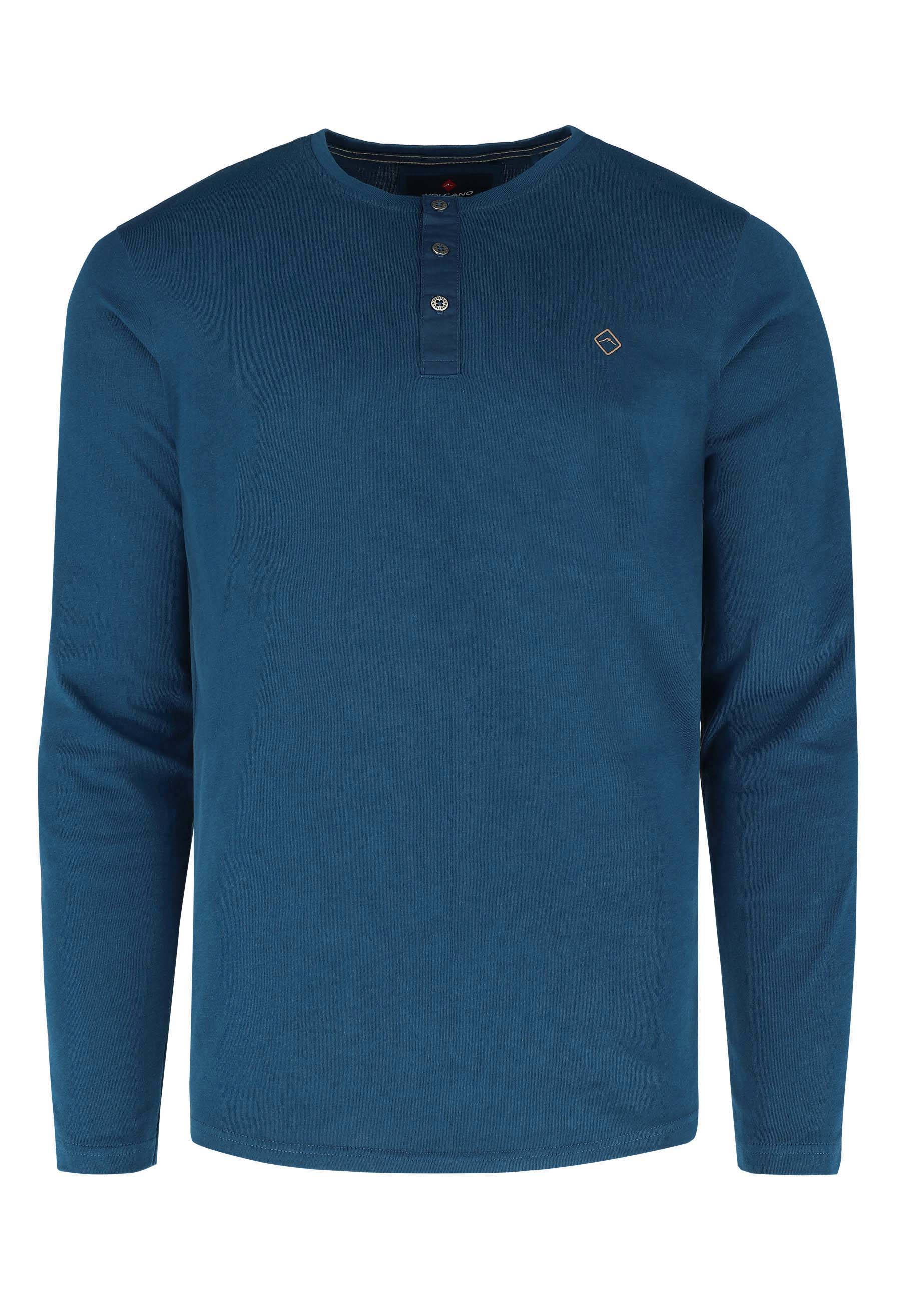 Levně Pánské tričko Volcano Volcano_Long_Sleeve_T-Shirt_L-Norris_M17049-S23_Dark_Blue