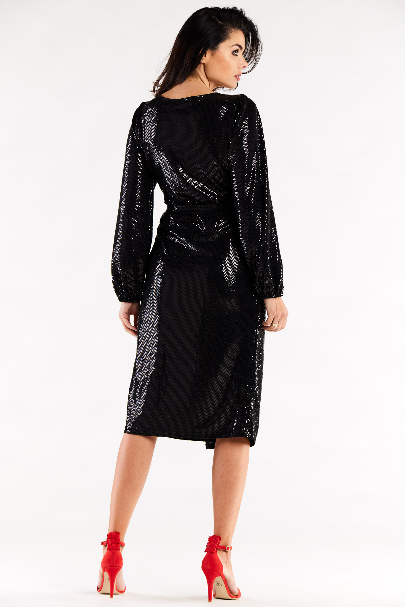 Awama Woman's Dress A564 Black/Dots