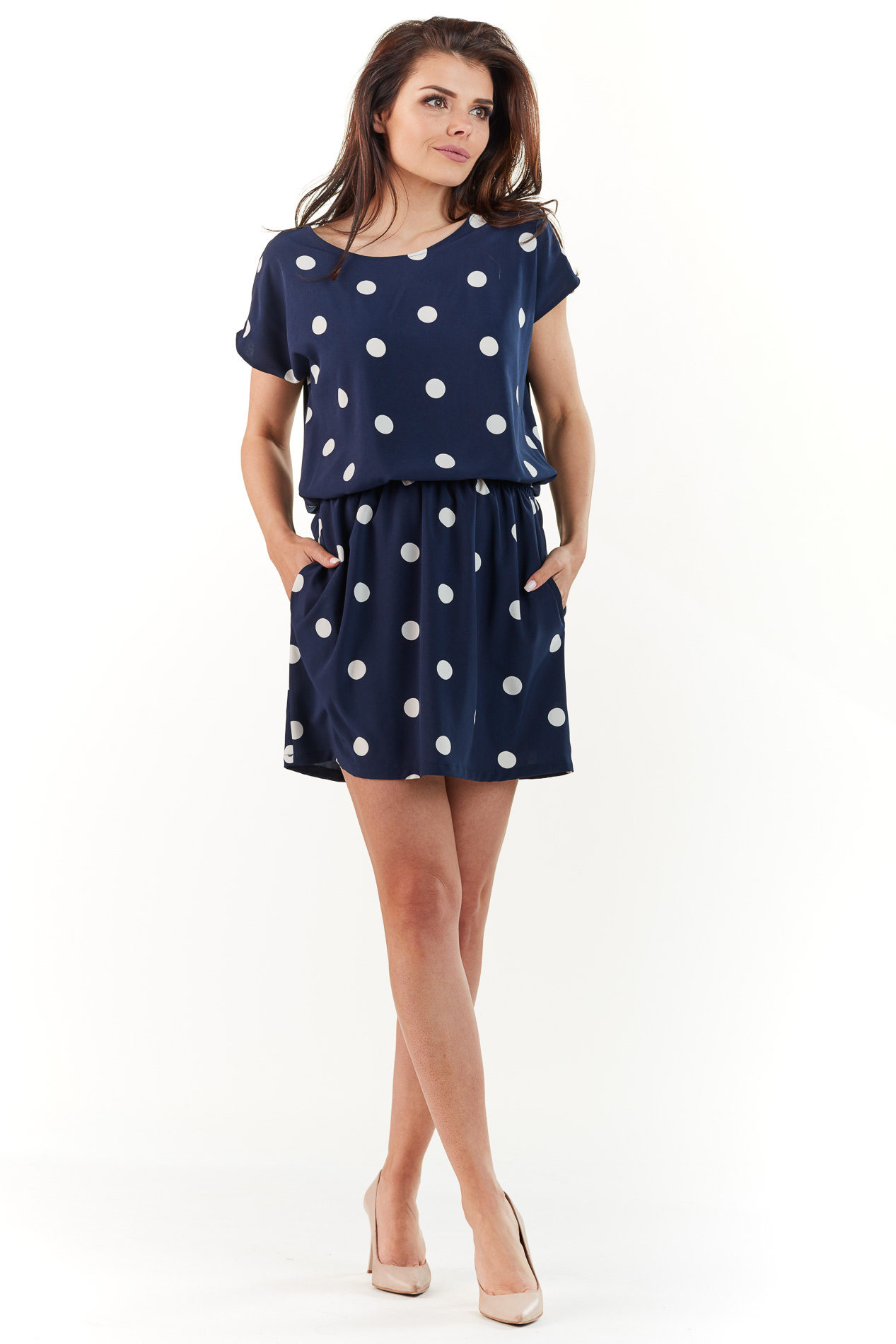 Awama Woman's Dress A231 Navy Blue
