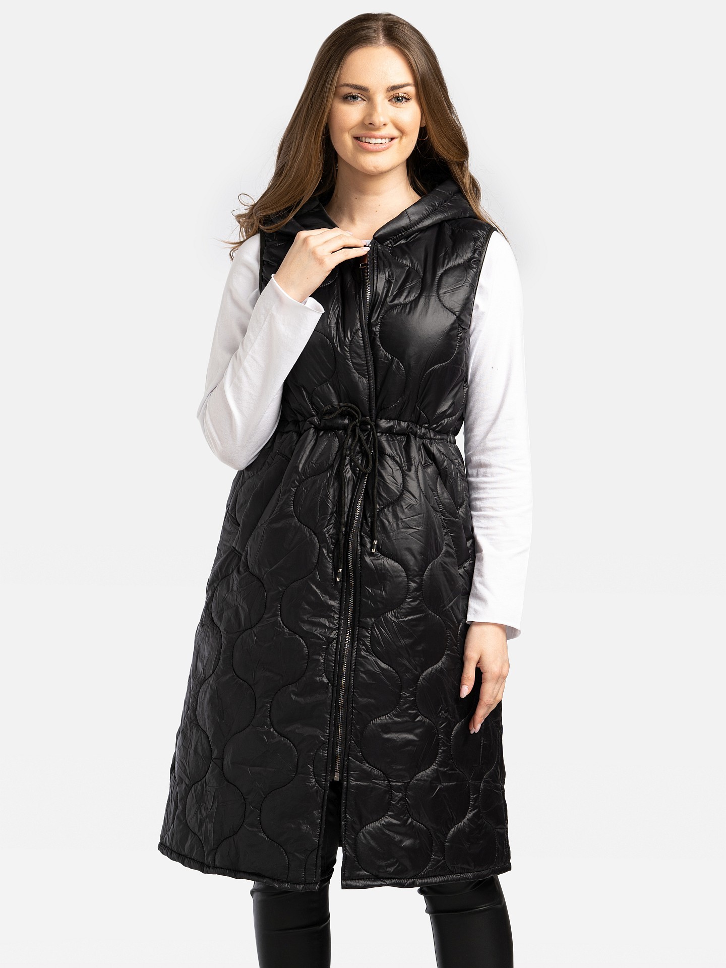 PERSO Woman's Lightweight quilted women's sleeveless jacket with drawstrings