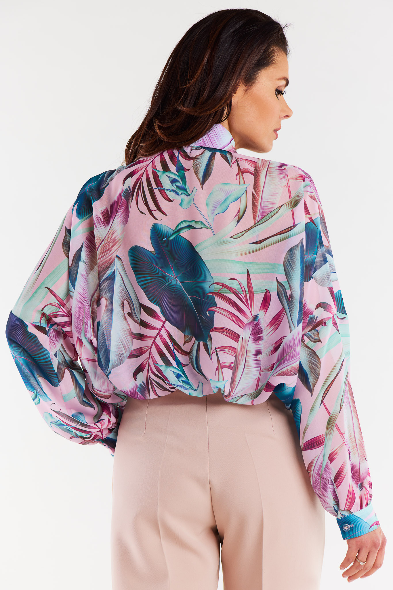 Awama Woman's Shirt A513 Pink/Flowers