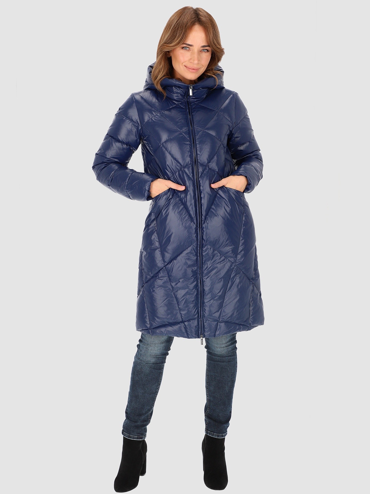 PERSO Woman's Quilted women's real down jacket with a zipper