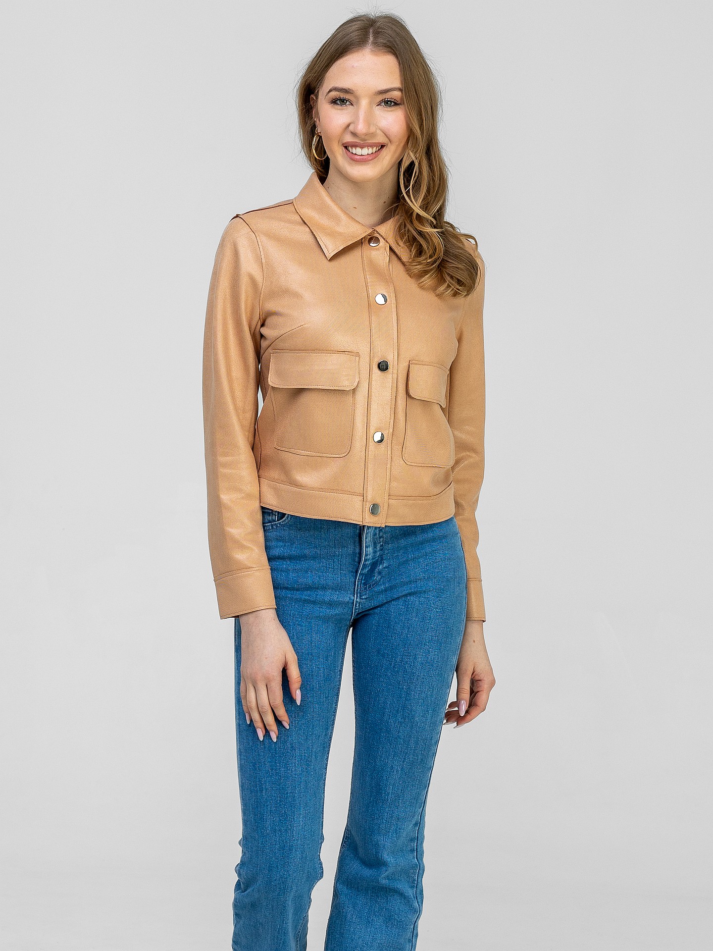 PERSO Woman's Stylish short women's jacket with a collar