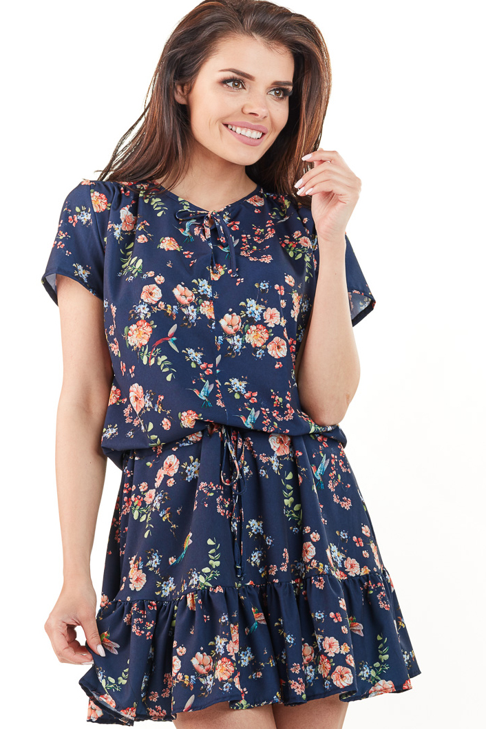 Awama Woman's Dress A230 Navy Blue