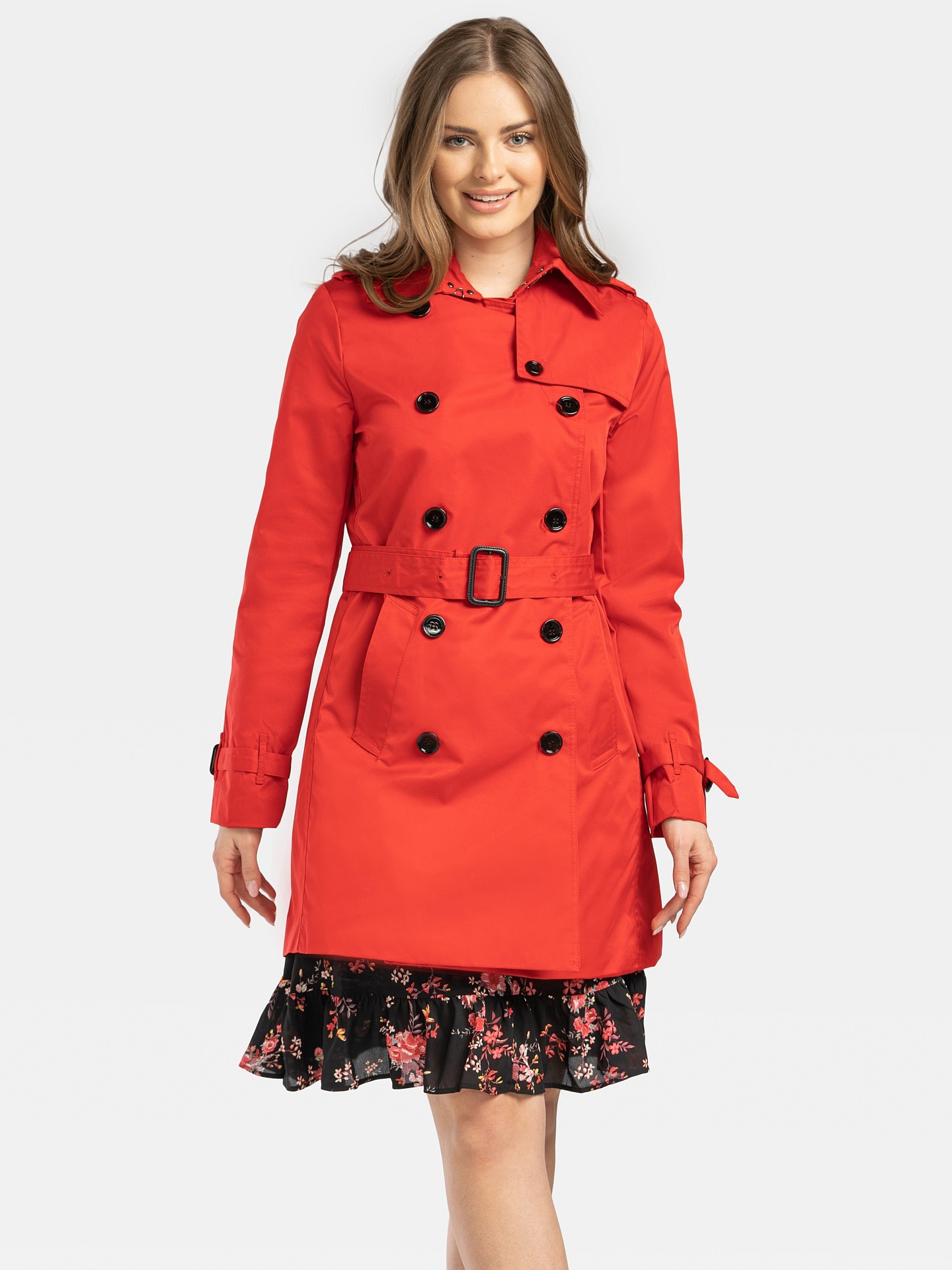 PERSO Дамски класически двуреден тренчкот