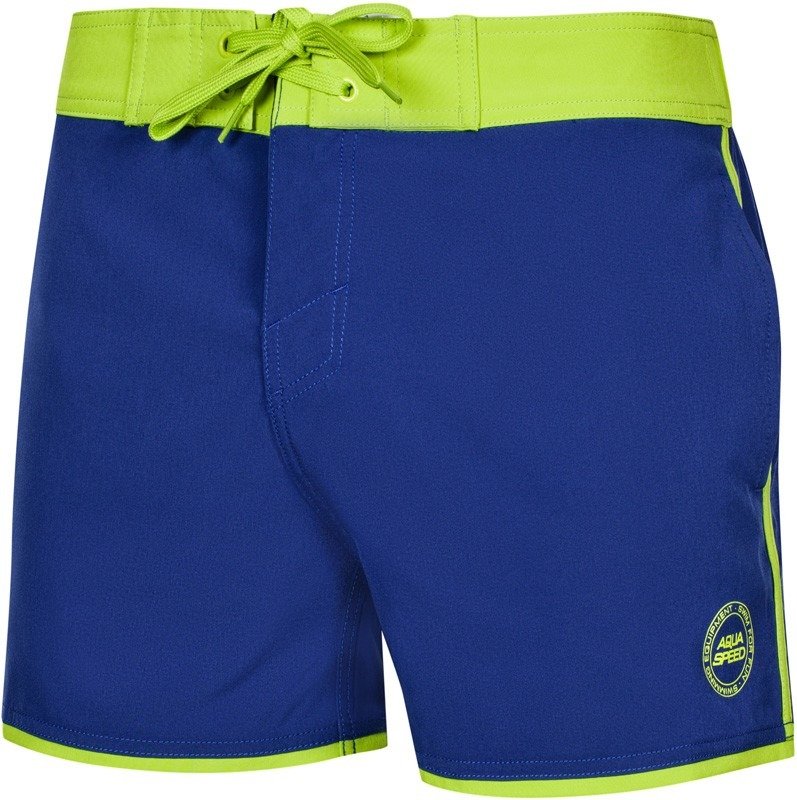 Levně AQUA SPEED Man's Swimming Shorts Axel Navy Blue/Green Pattern 23