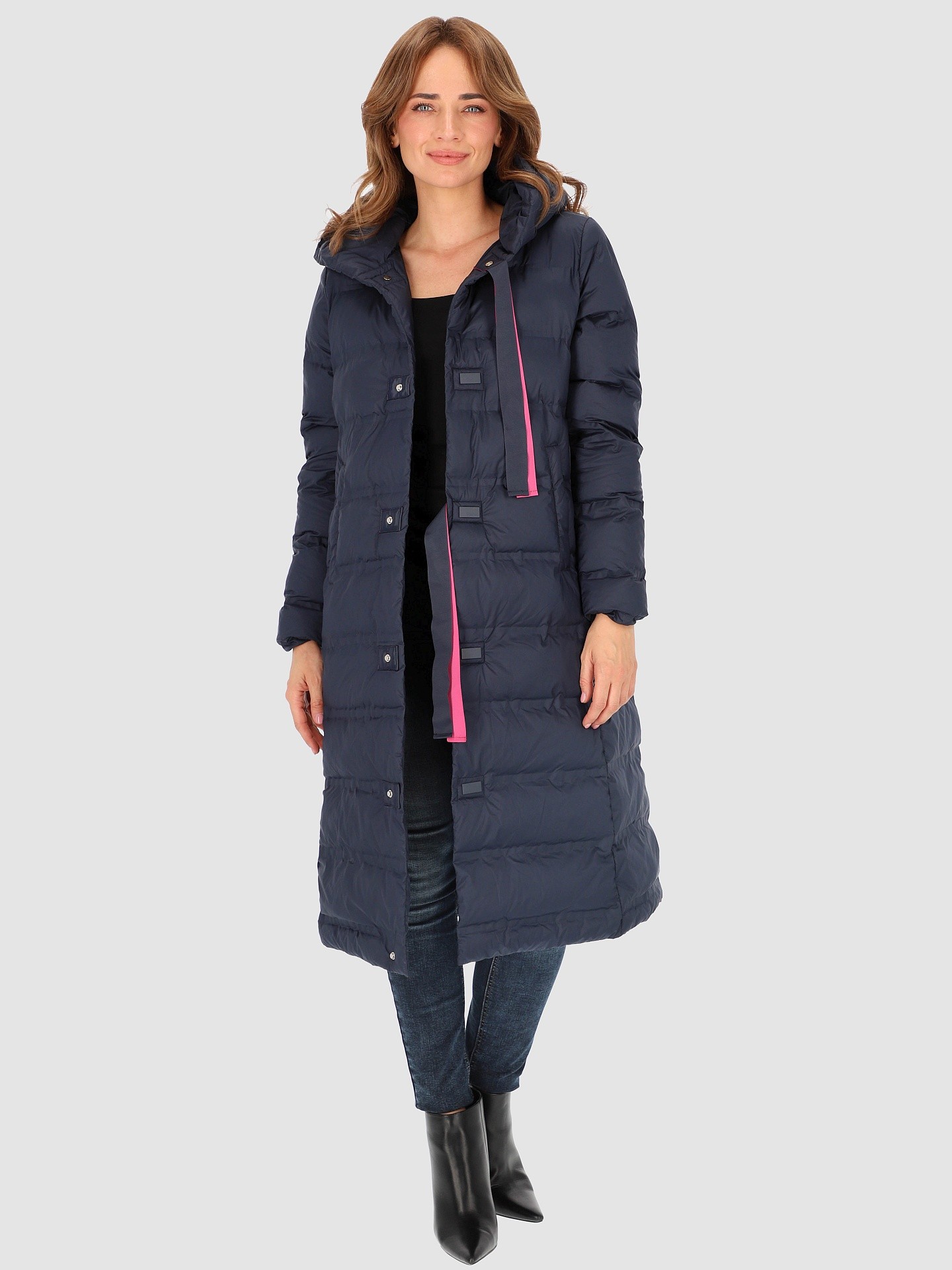 PERSO Woman's Long insulated women's coat with a hood