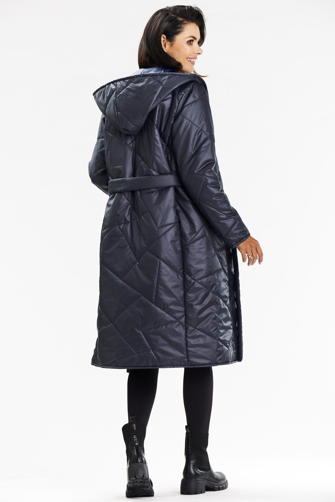Awama Woman's Coat A686 Navy Blue