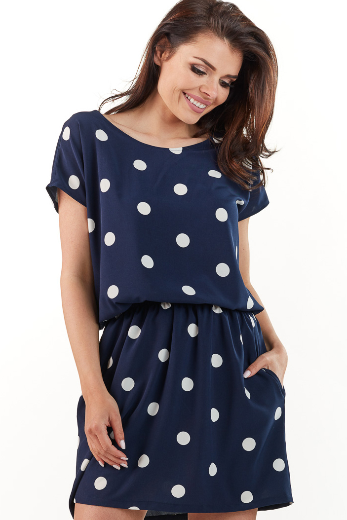 Awama Woman's Dress A231 Navy Blue