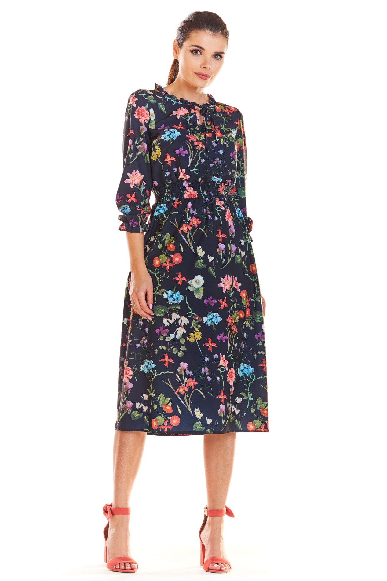 Infinite You Woman's Dress M201 Navy Blue Flowers