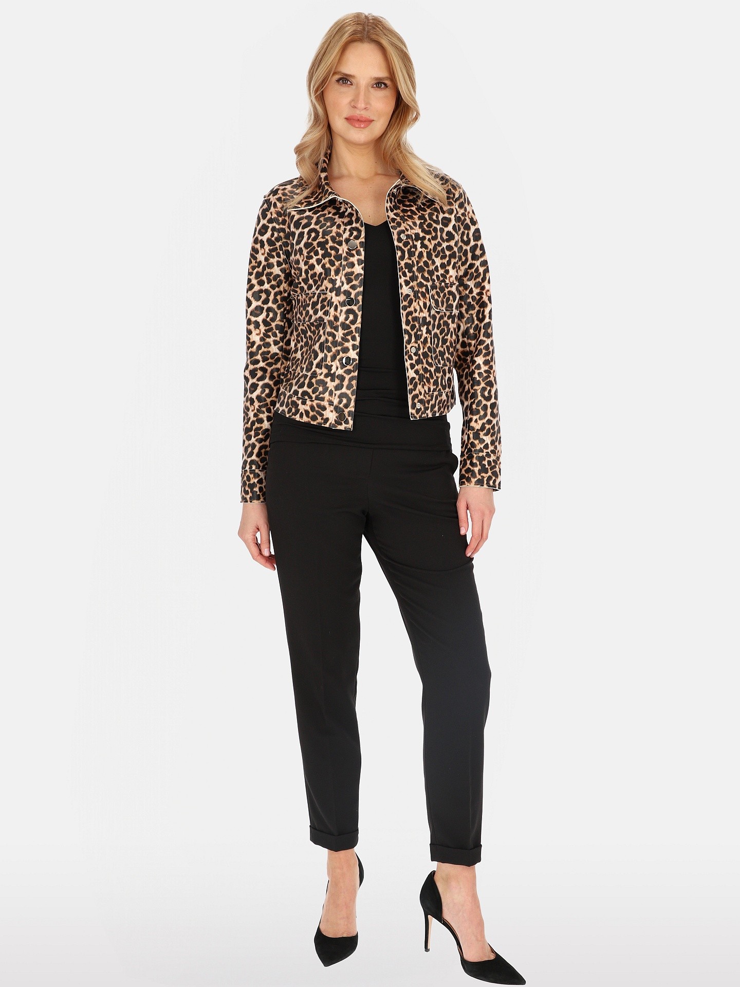 Dámska krátka leopardia bunda