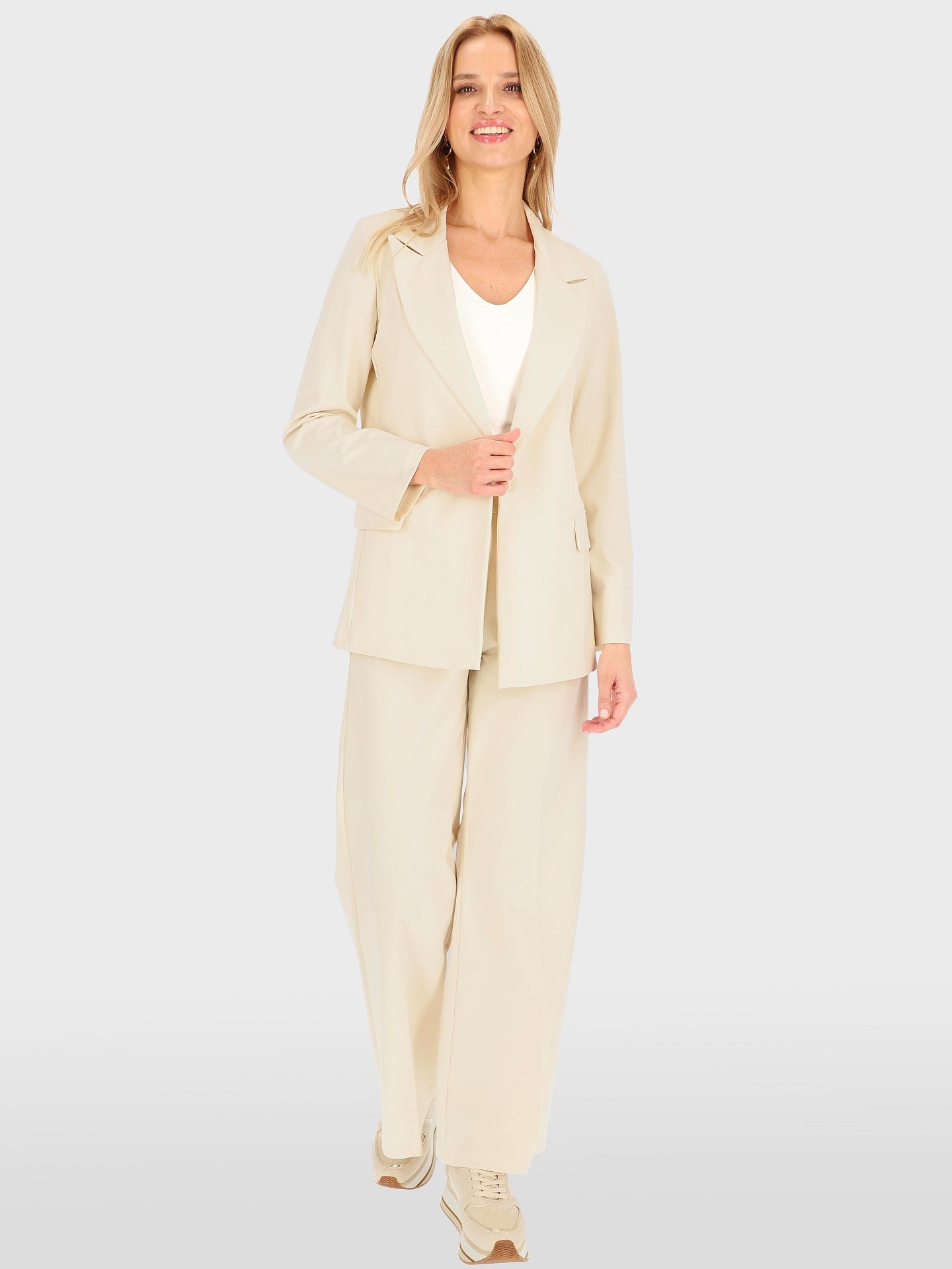 PERSO Дамско светлобежово яке от естествена материя