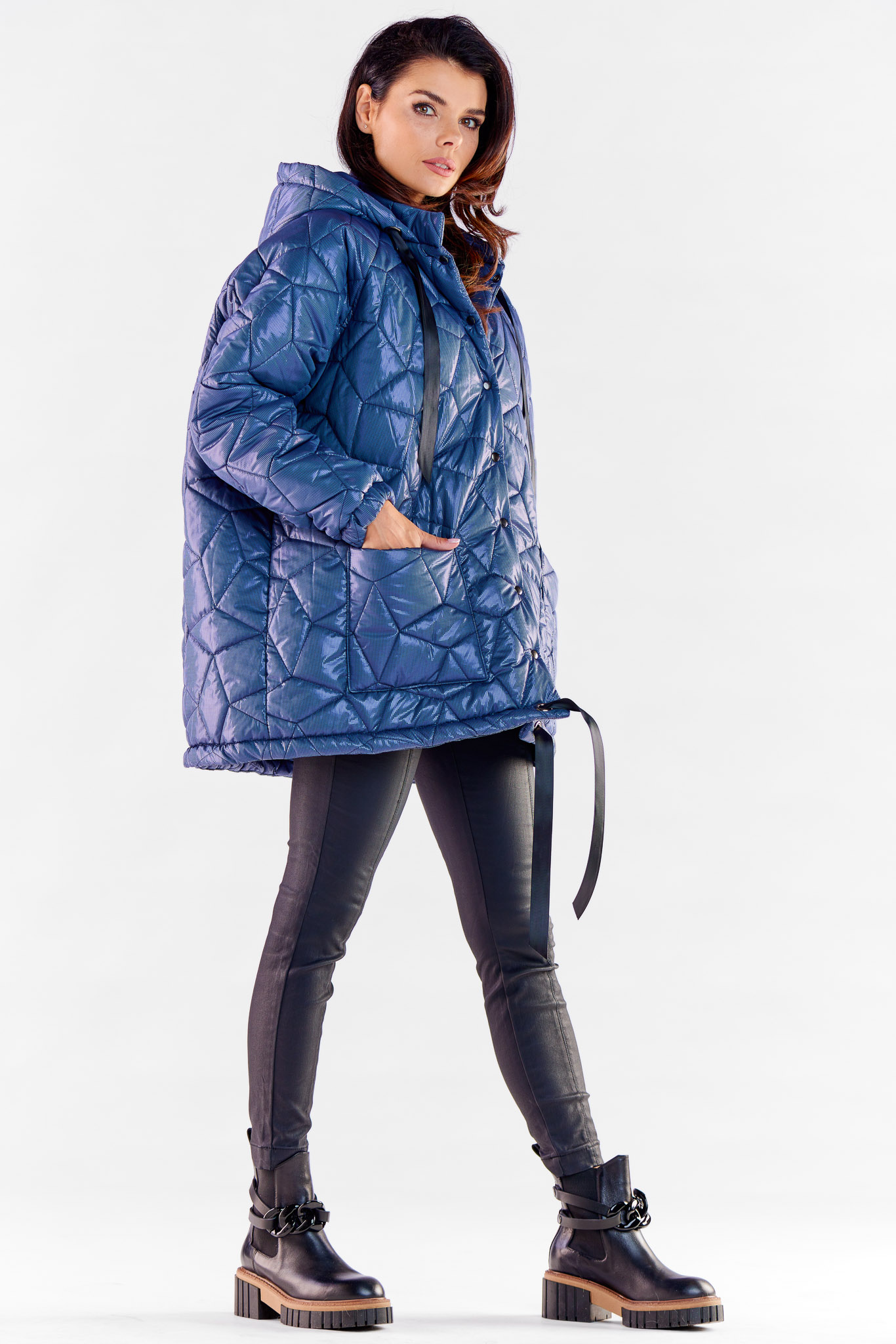 Awama Woman's Coat A536 Navy Blue