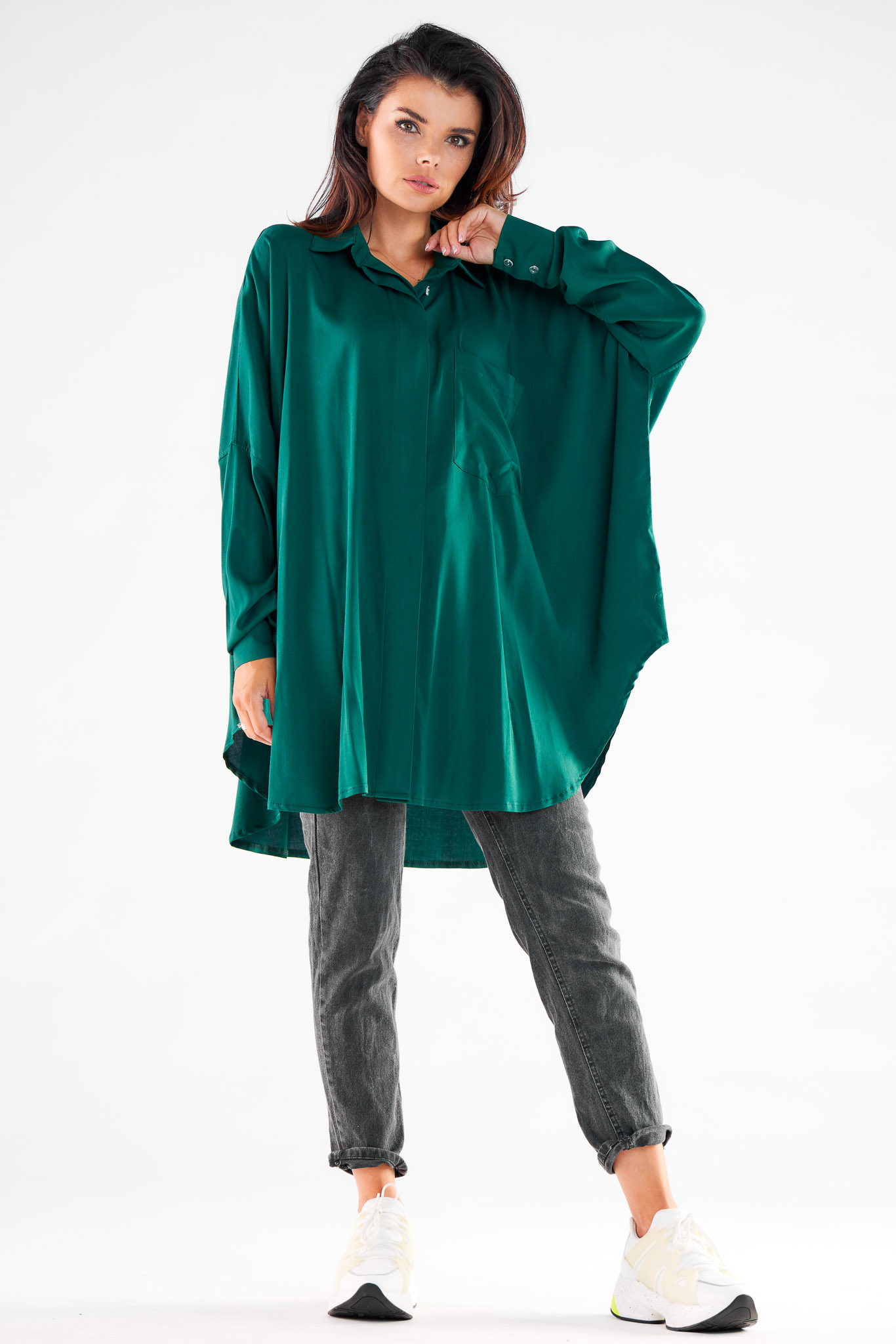 Awama Woman's Shirt A528 Bottle Green