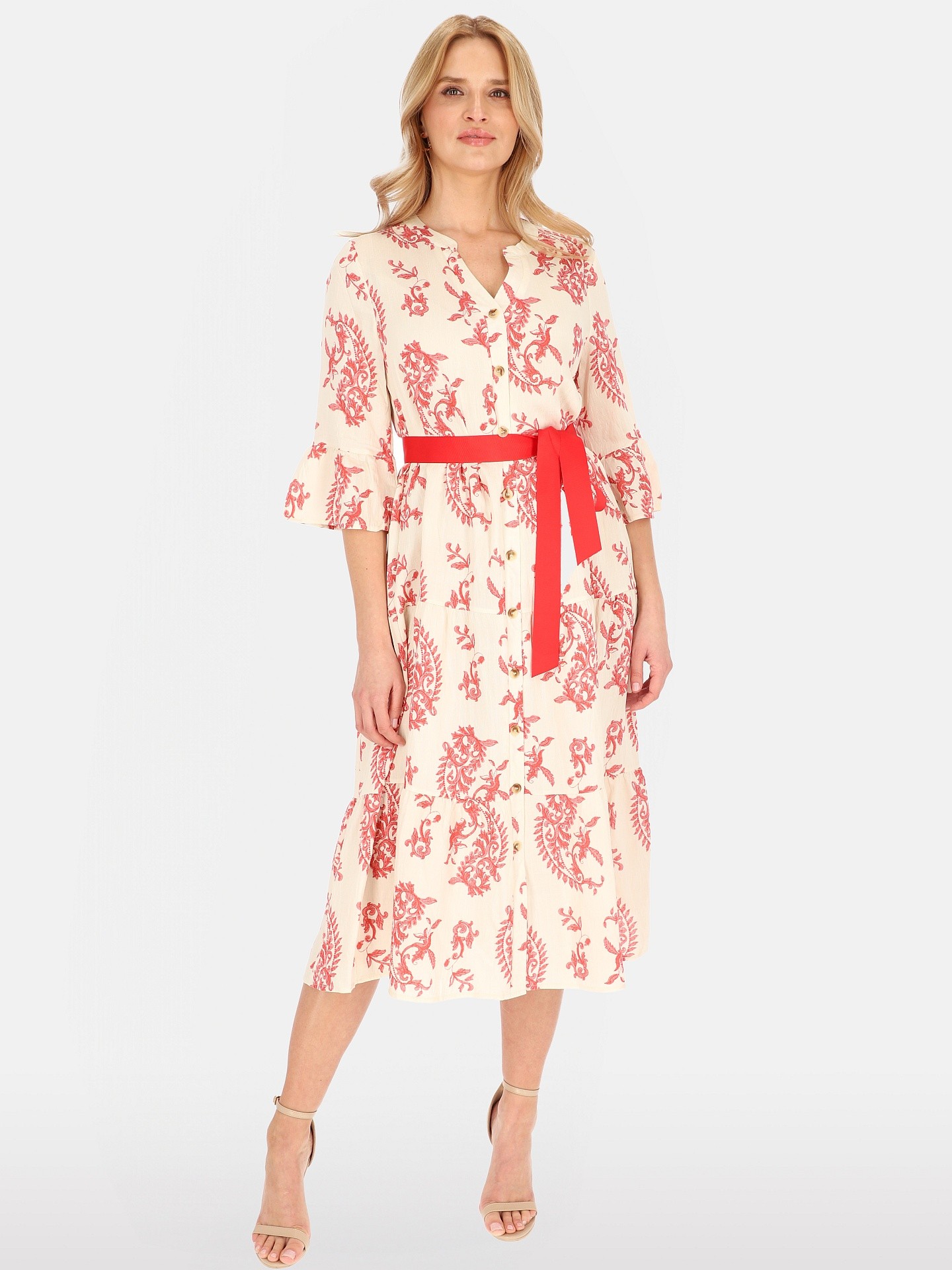 Дамска рокля с щампа и копчета