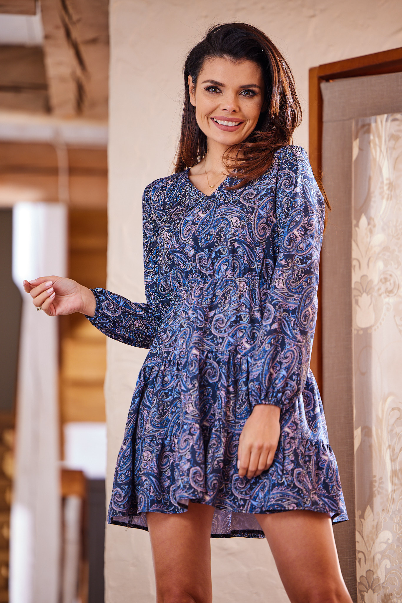 Awama Woman's Dress A470 Navy Blue