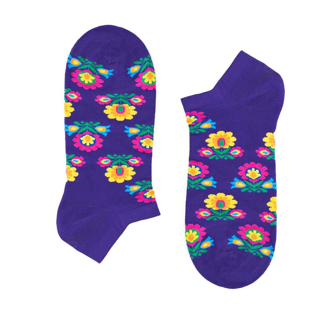 Levně Folkstar Unisex's Socks Short Violet/Flowers