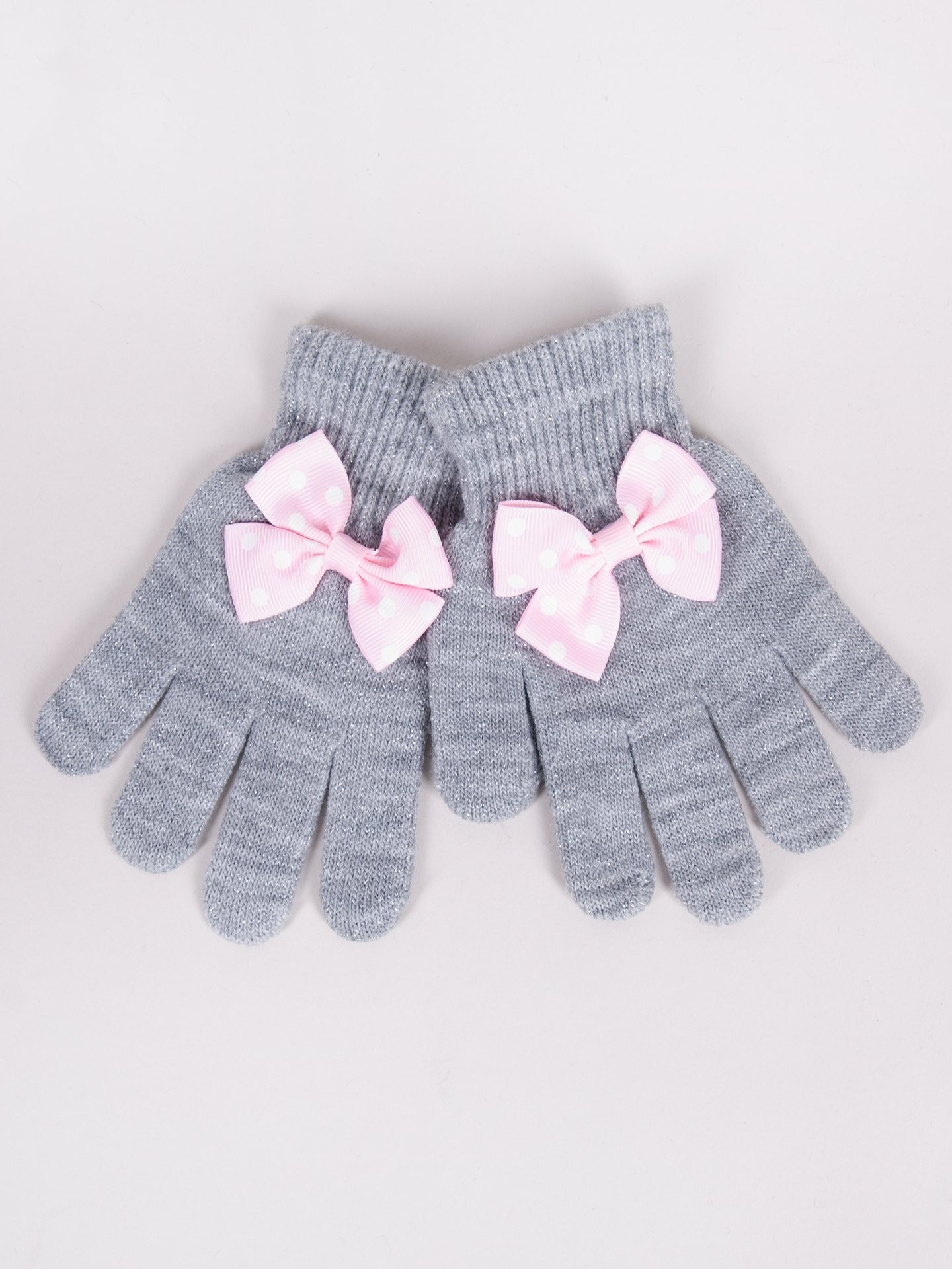 Levně Yoclub Kids's Girls' Five-Finger Gloves With Bow RED-0070G-AA50-008