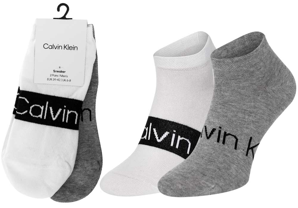 Levně Sada dvou párů pánských ponožek v šedé a bílé barvě Calvin Klein Und - Pánské