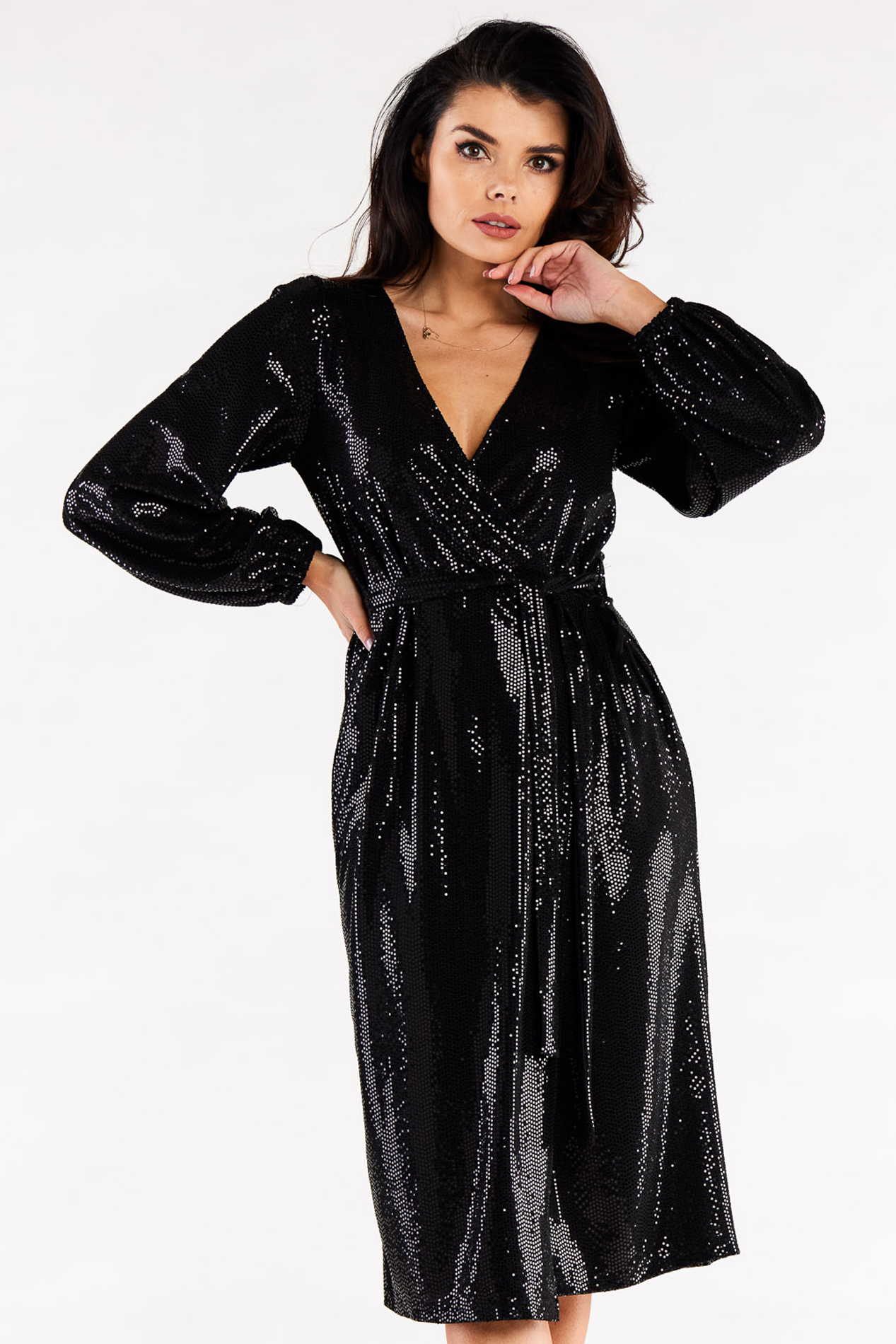 Awama Woman's Dress A564 Black/Dots