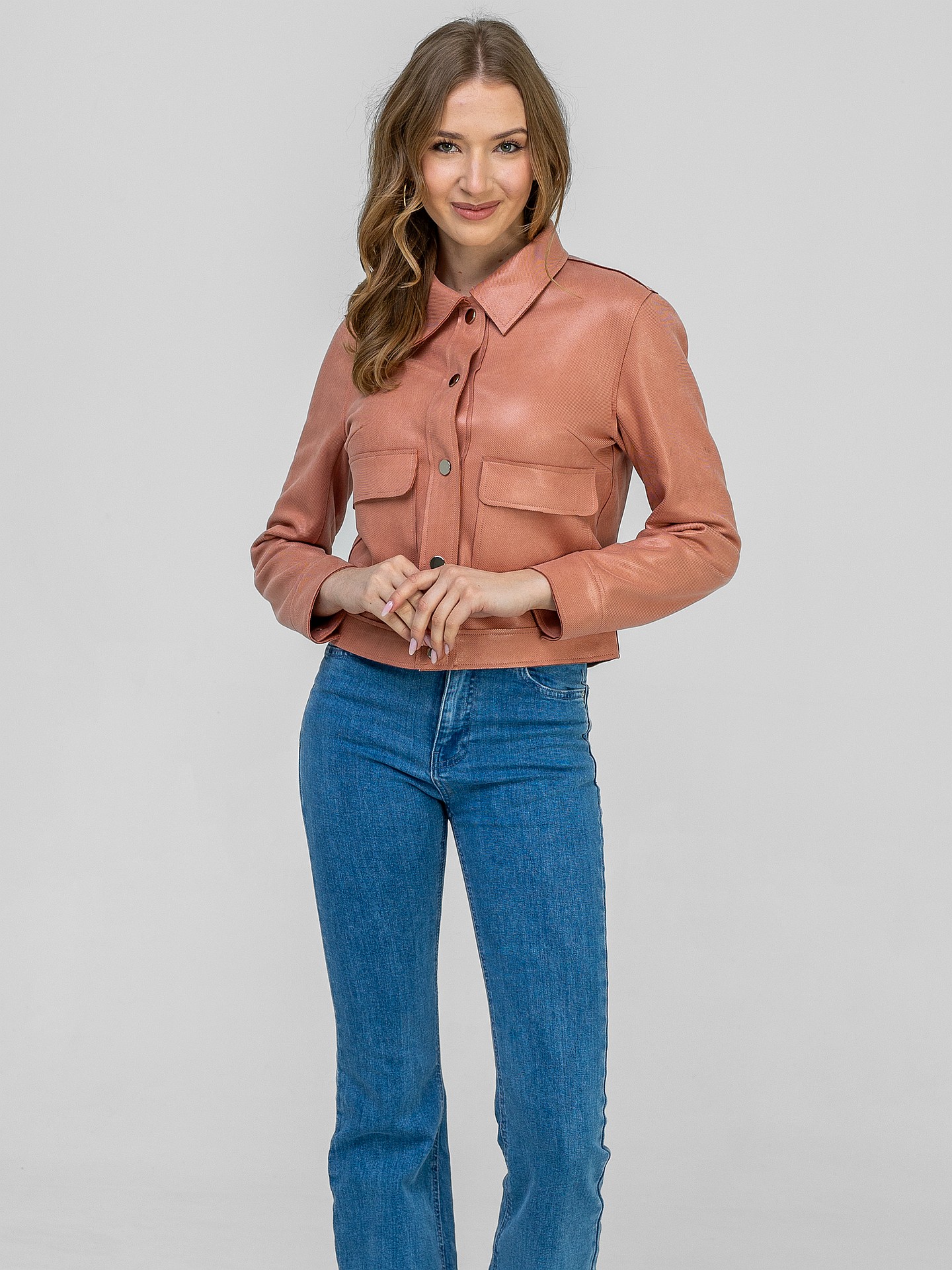 PERSO Woman's Stylish short women's jacket with a collar