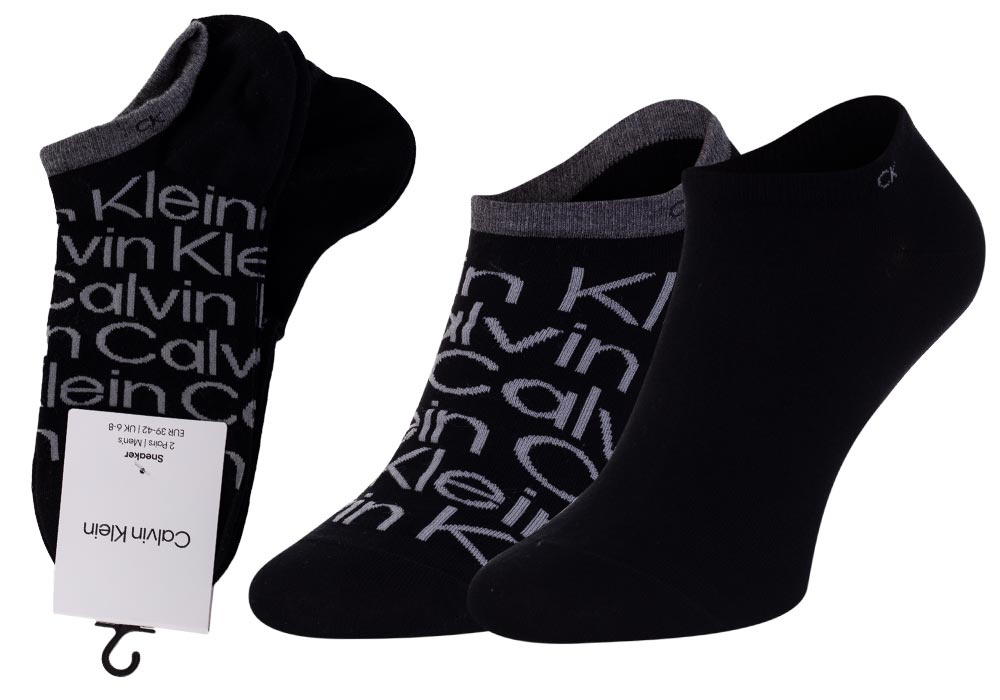 Levně Calvin Klein Sada dvou párů pánských vzorovaných ponožek v černé barvě Calvin K - Pánské