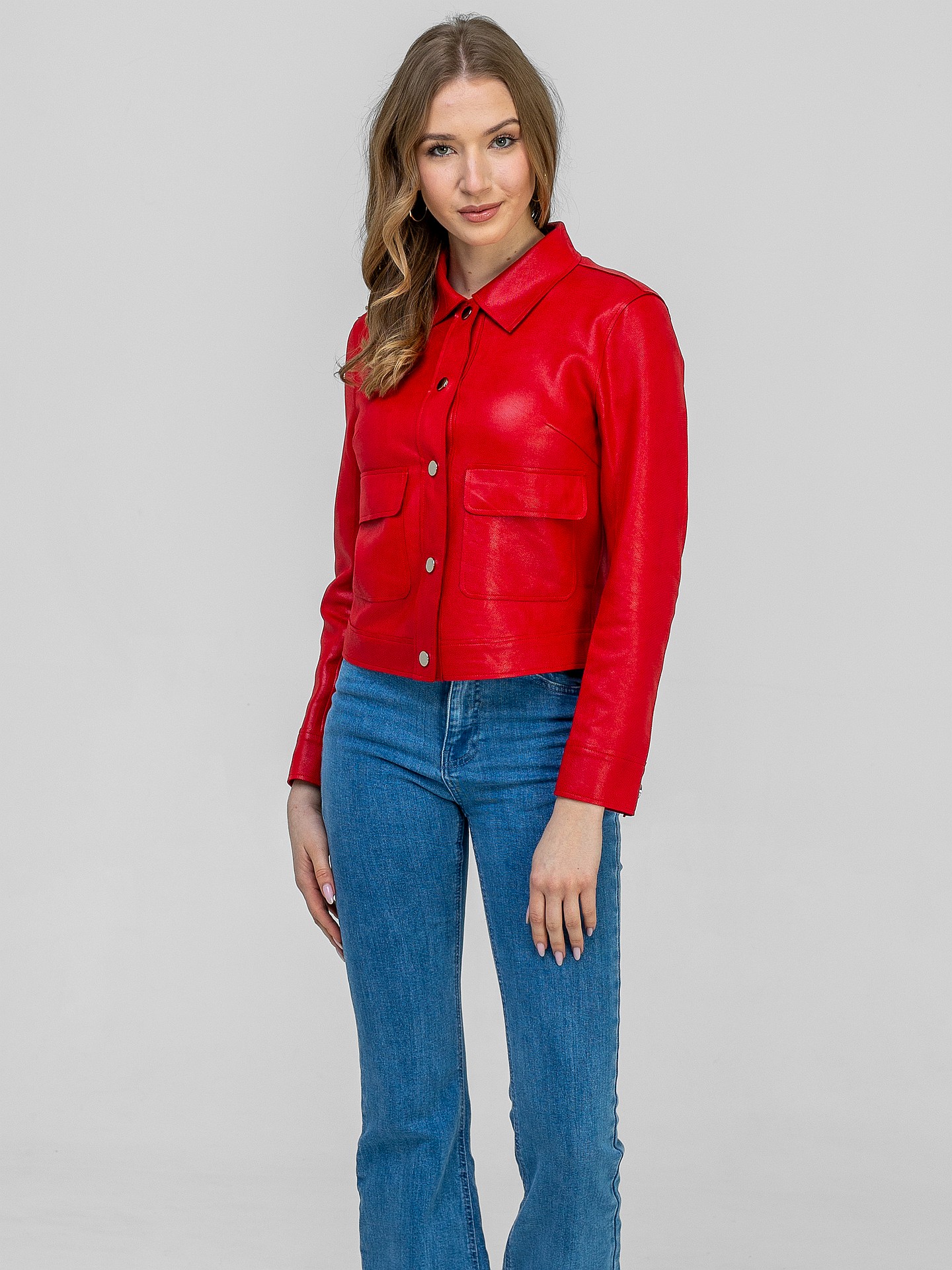 PERSO Woman's Stylish short women's jacket with a collar