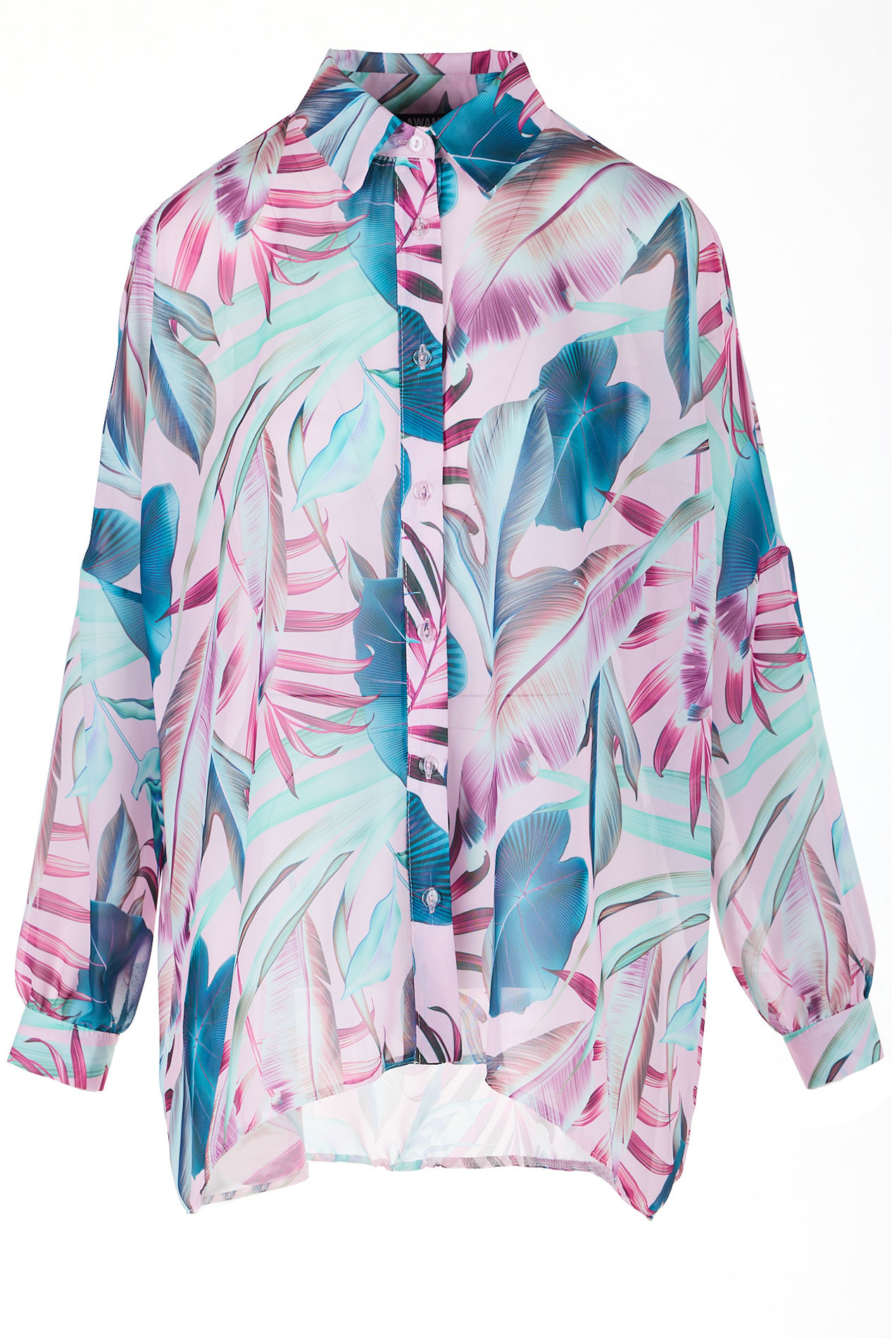 Awama Woman's Shirt A513 Pink/Flowers